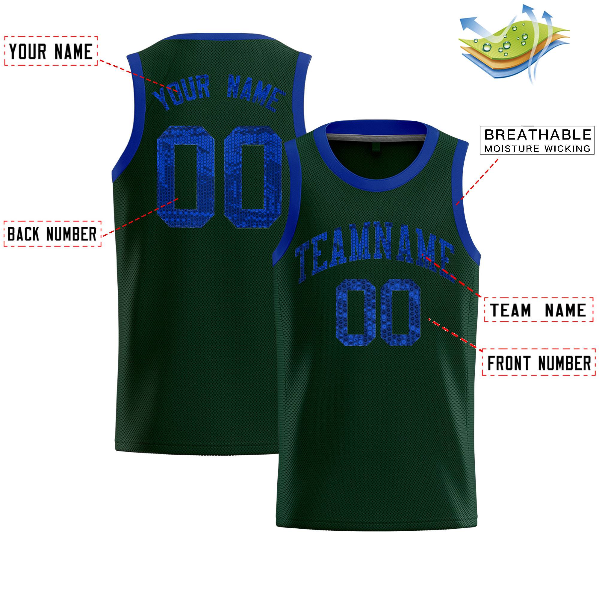 Custom Hunter Green Sequined Tops Athletic Basketball Jersey|KXKSHOP