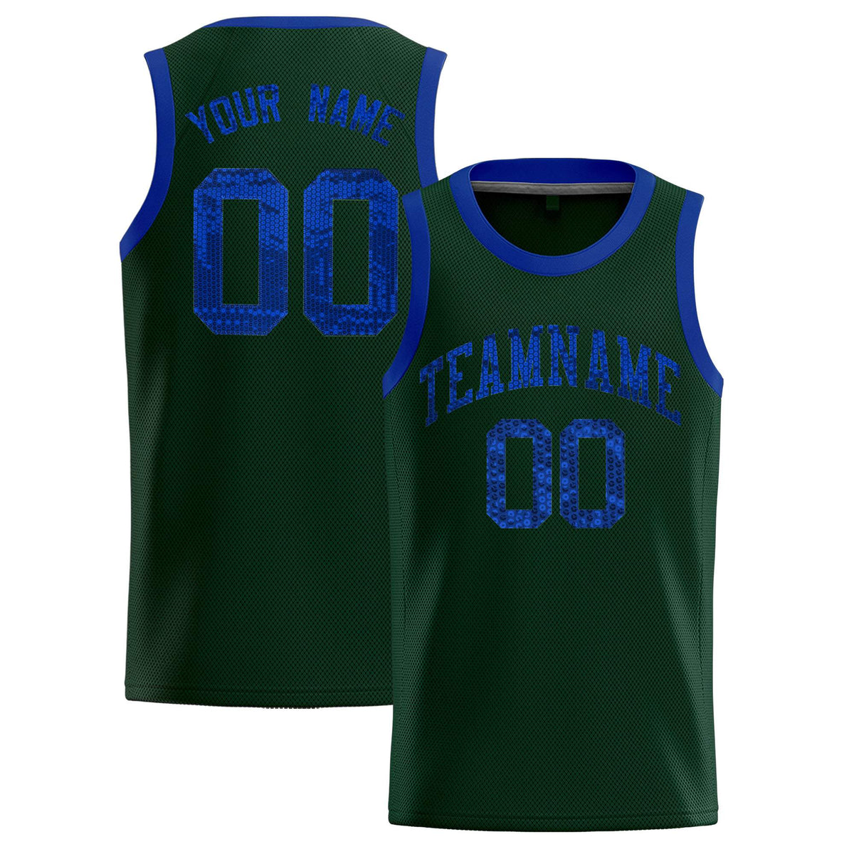 Custom Hunter Green Sequined Tops Athletic Basketball Jersey|KXKSHOP