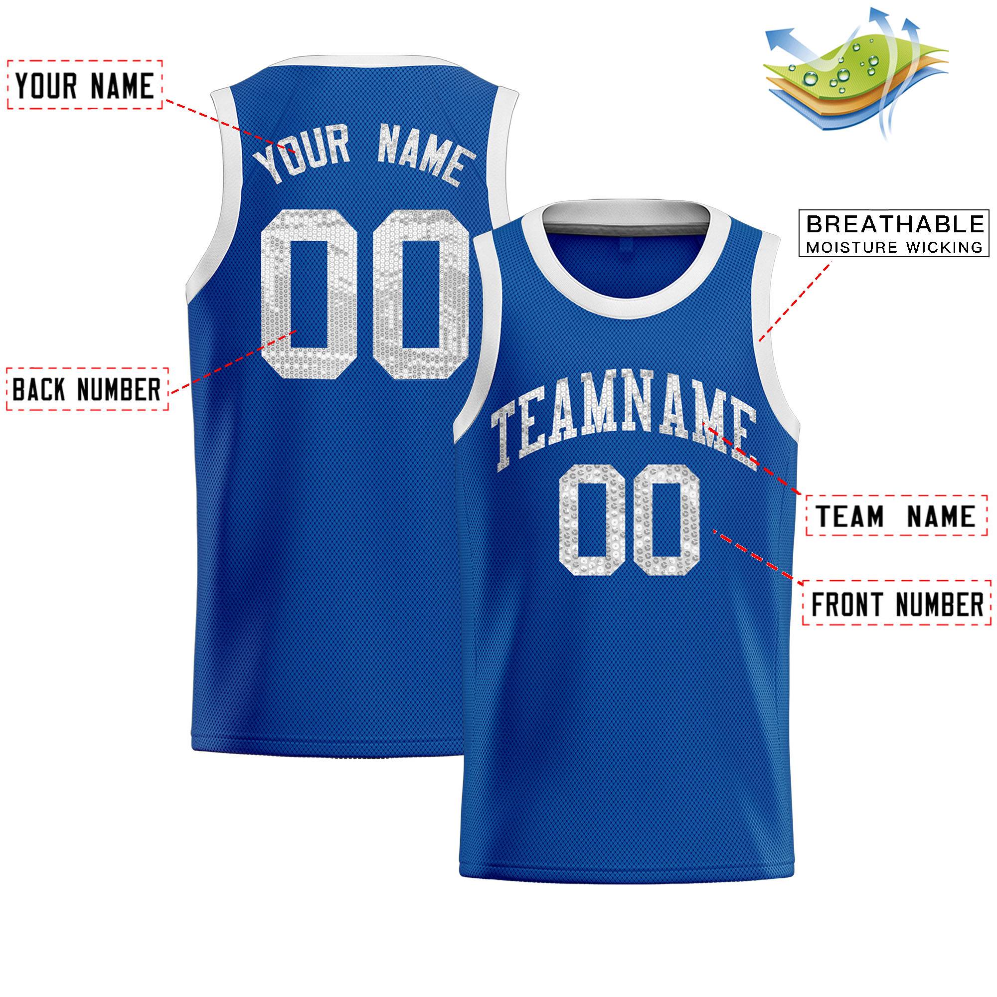 Custom Royal Sequined Tops Athletic Basketball Jersey|KXKSHOP