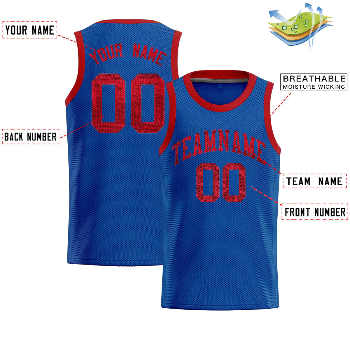 Custom Royal Sequined Tops Athletic Basketball Jersey|KXKSHOP