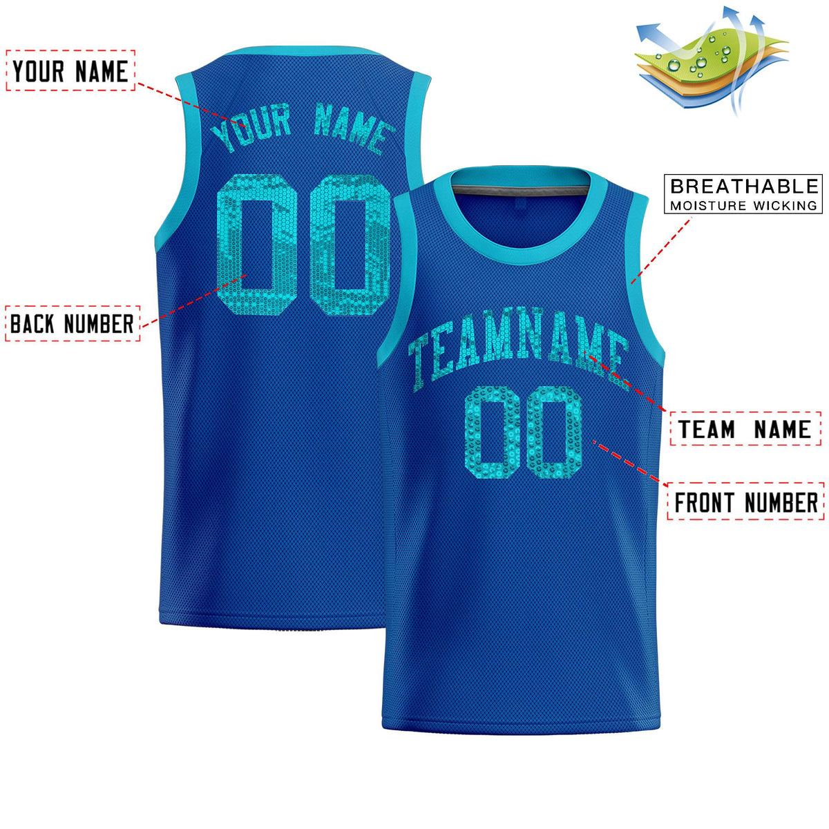 Custom Royal Sequined Tops Athletic Basketball Jersey|KXKSHOP