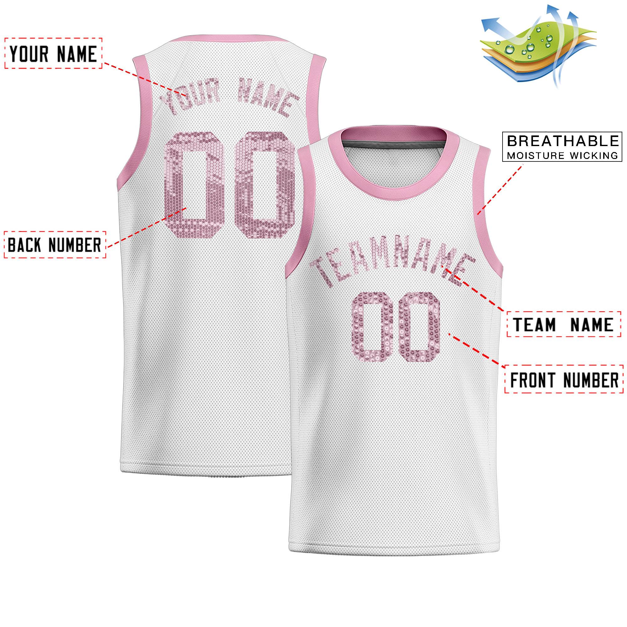 Custom White Sequined Tops Athletic Basketball Jersey|KXKSHOP