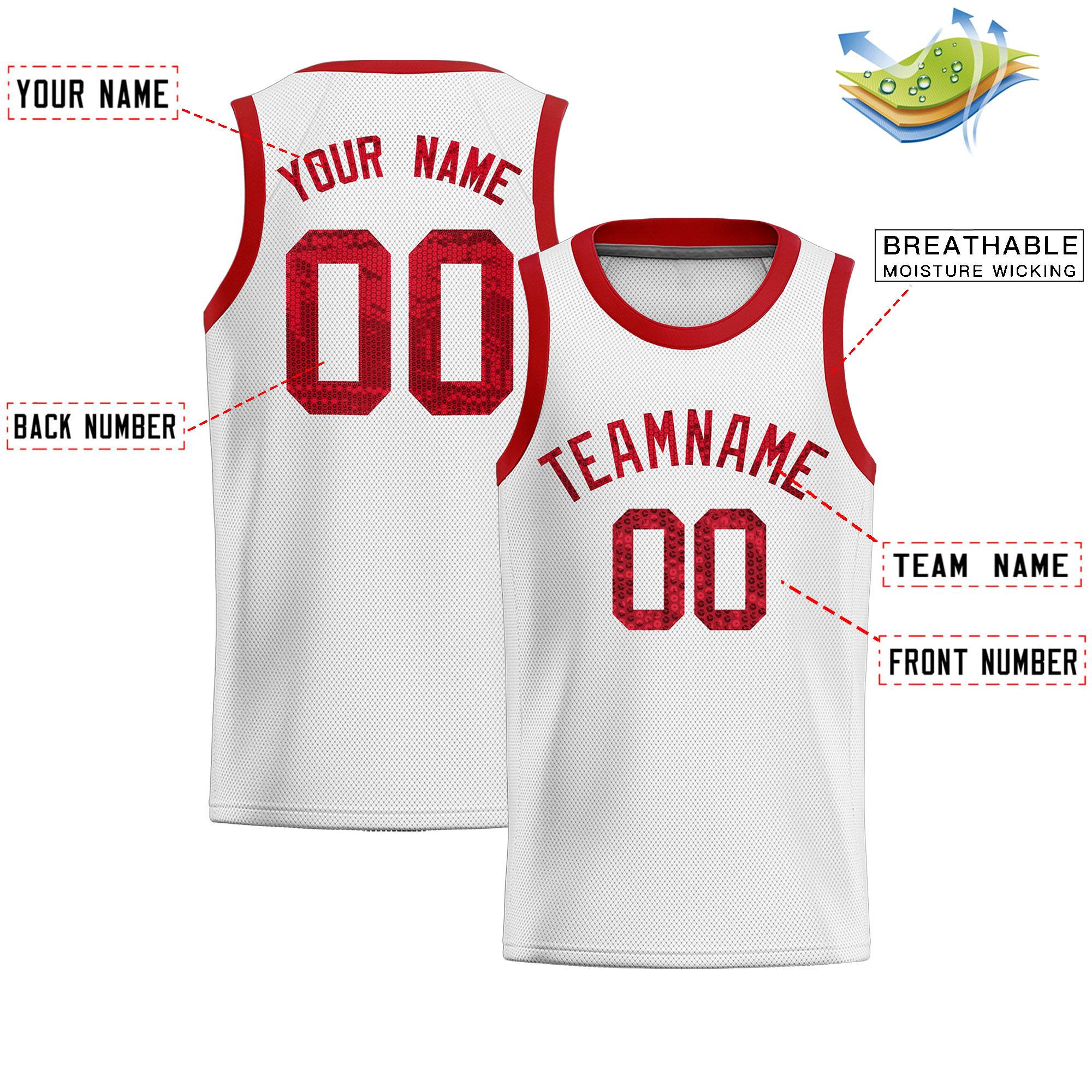 Custom White Sequined Tops Athletic Basketball Jersey|KXKSHOP