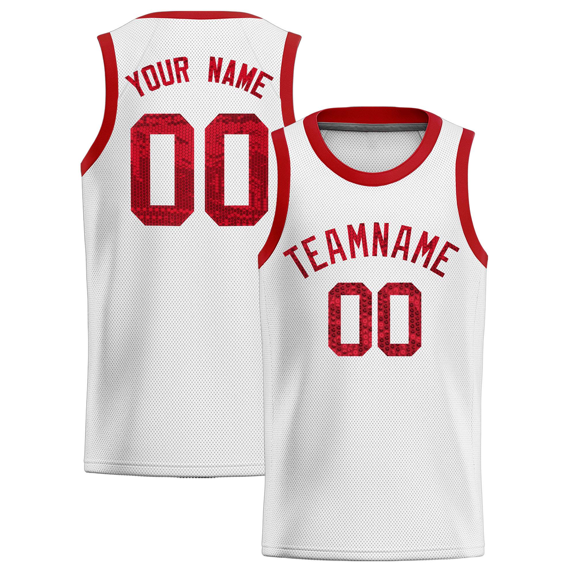 Custom White Sequined Tops Athletic Basketball Jersey|KXKSHOP