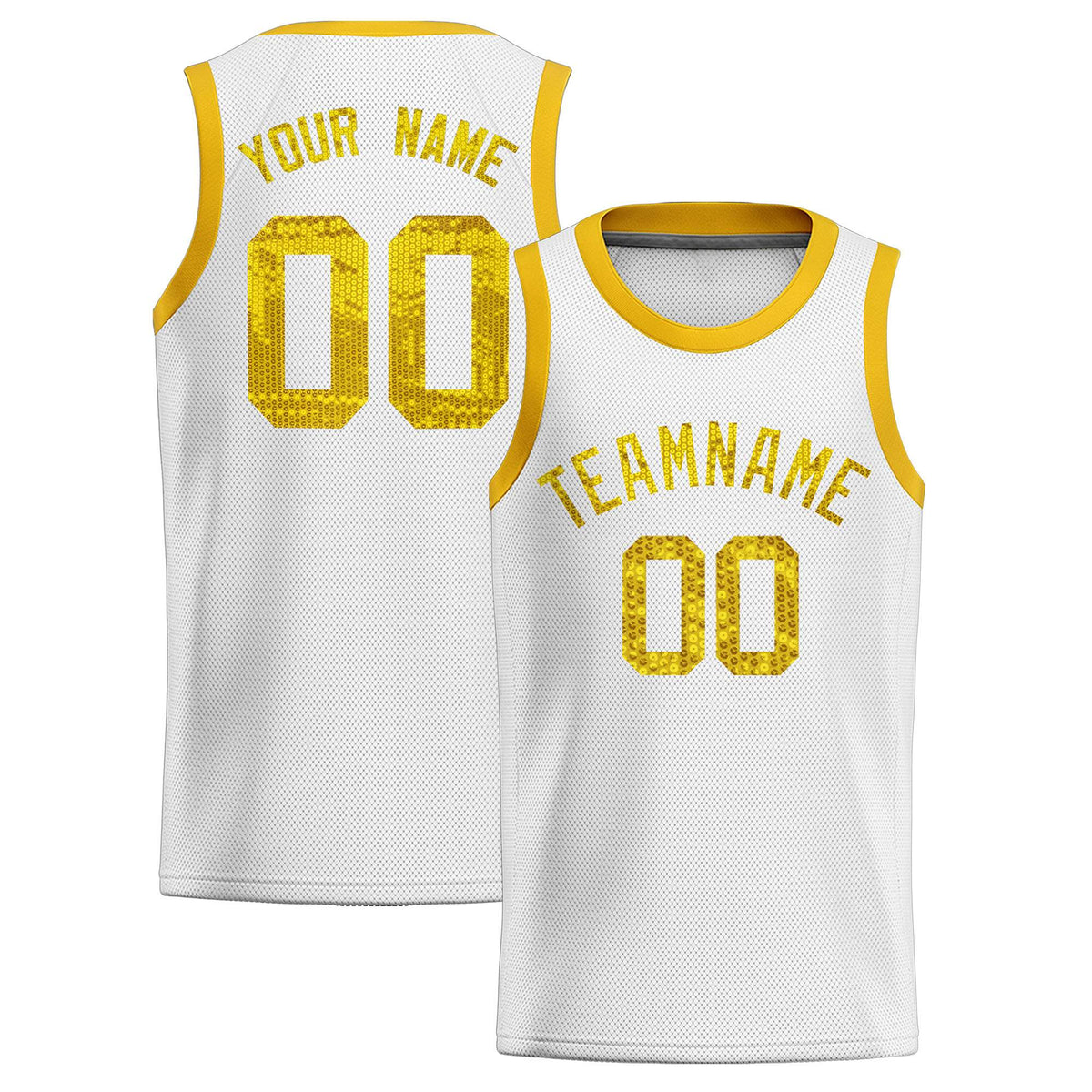 Custom White Sequined Tops Athletic Basketball Jersey|KXKSHOP