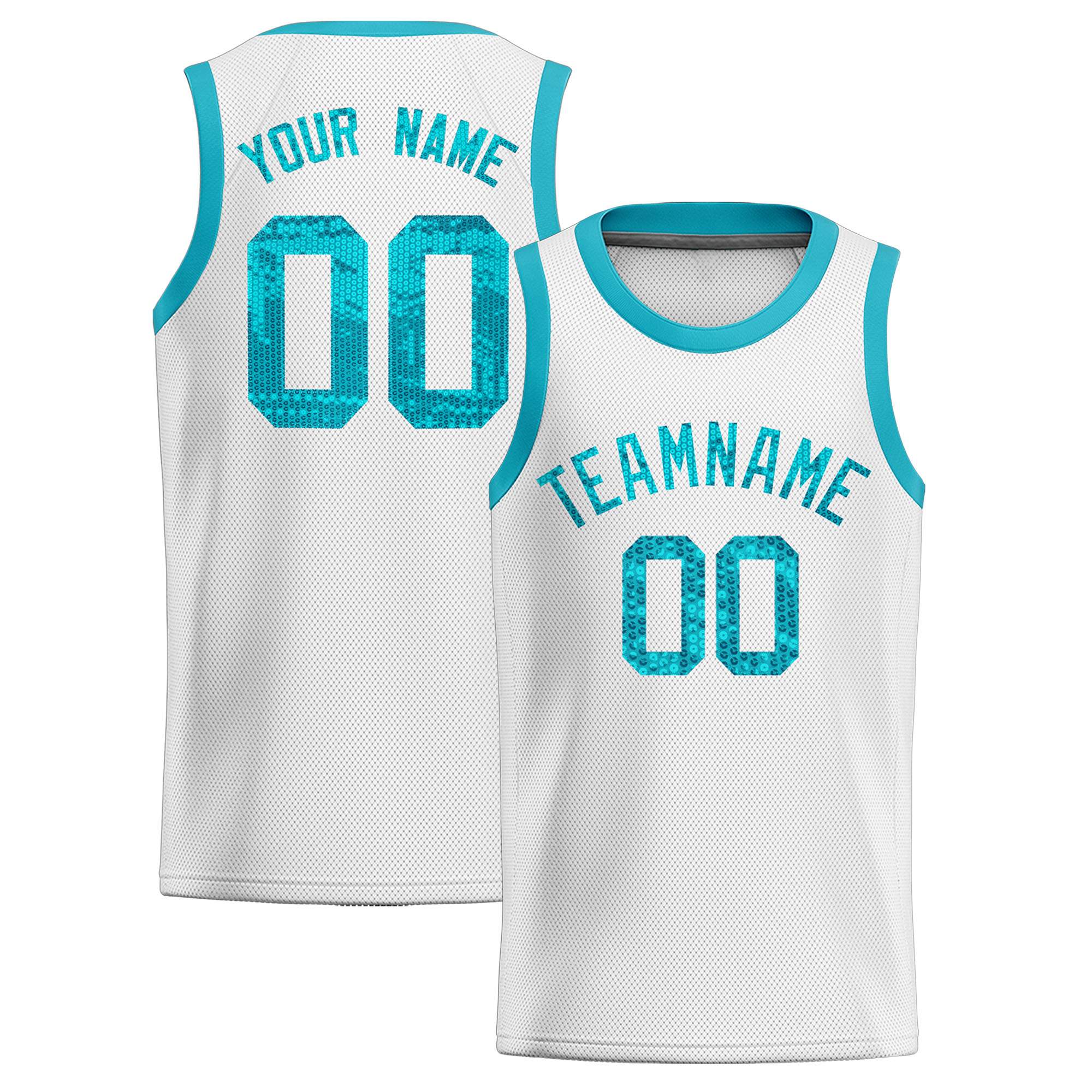 Custom White Sequined Tops Athletic Basketball Jersey|KXKSHOP