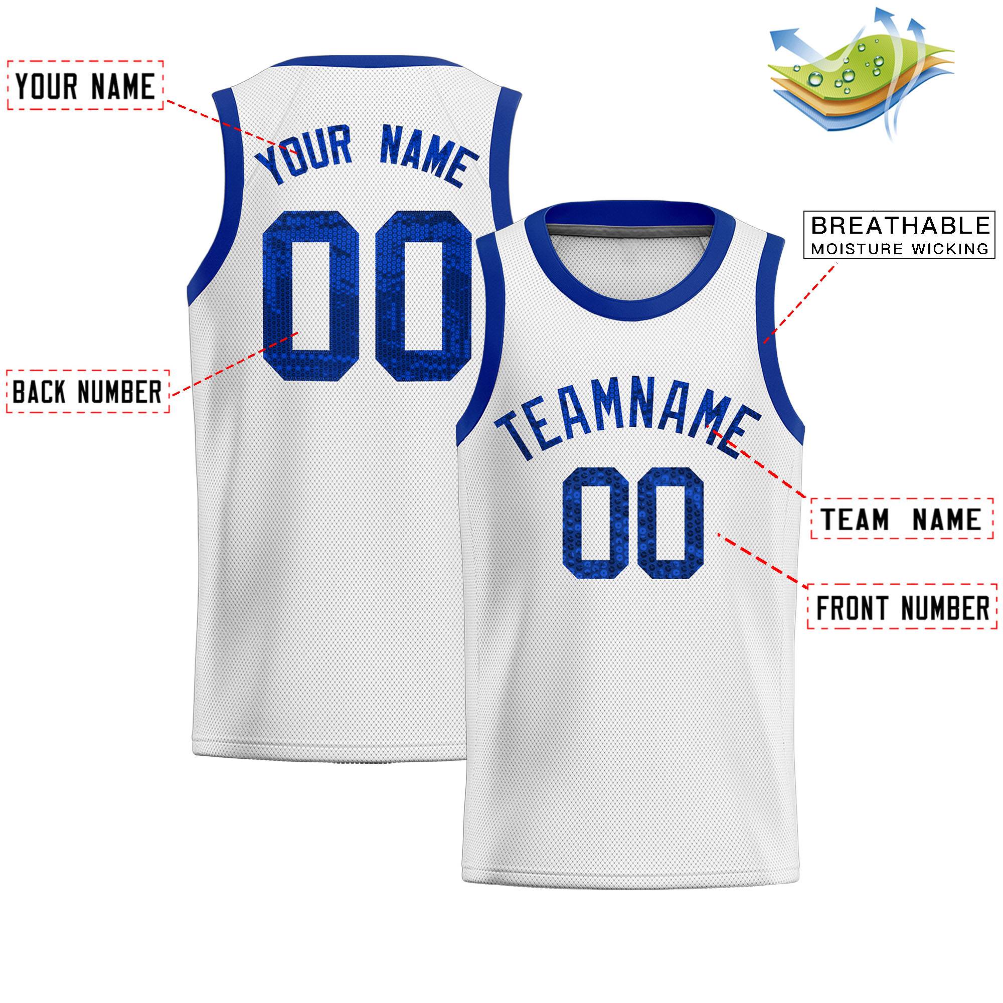 Custom White Sequined Tops Athletic Basketball Jersey|KXKSHOP