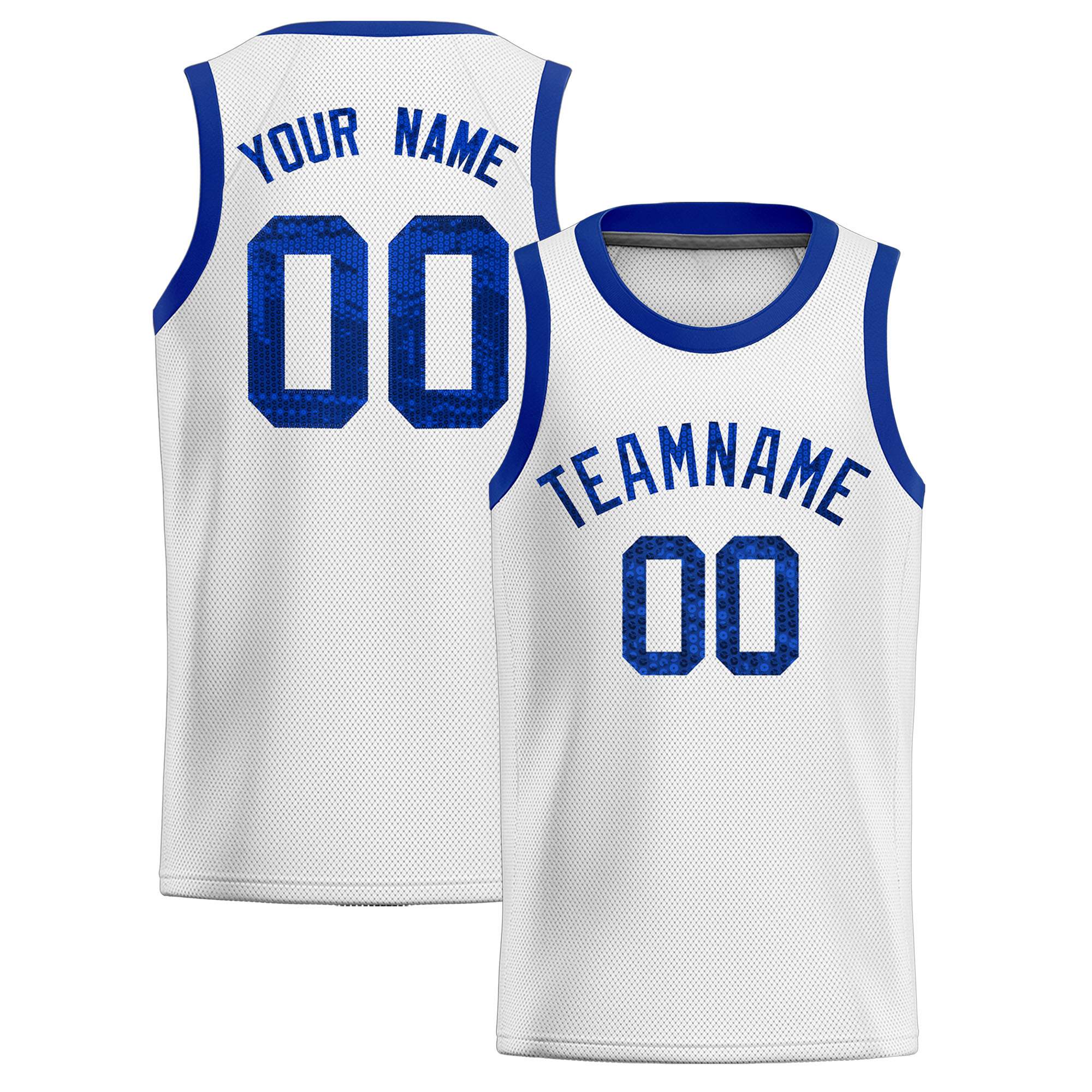 Custom White Sequined Tops Athletic Basketball Jersey|KXKSHOP