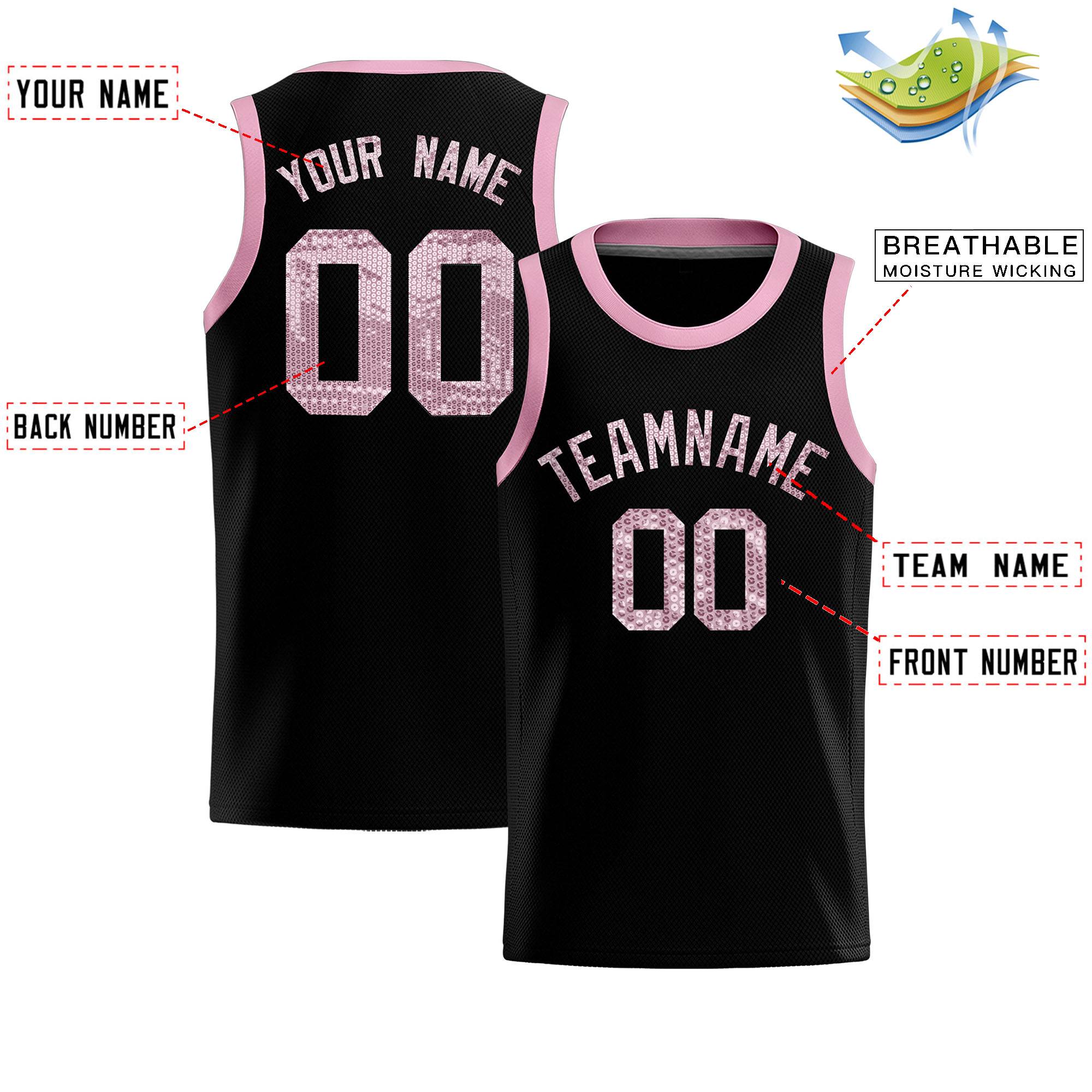 Custom Black Sequined Tops Athletic Basketball Jersey|KXKSHOP