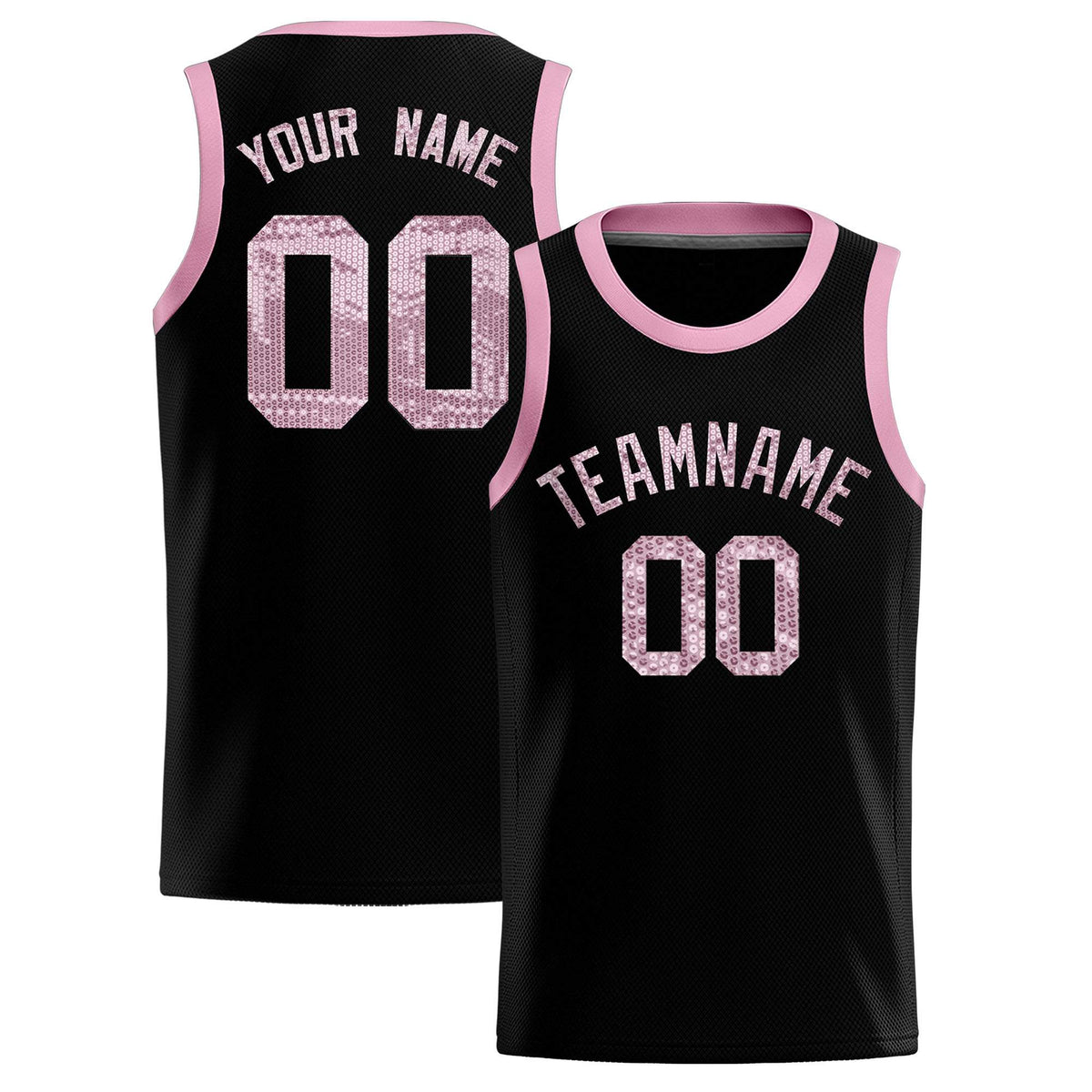 Custom Black Sequined Tops Athletic Basketball Jersey|KXKSHOP