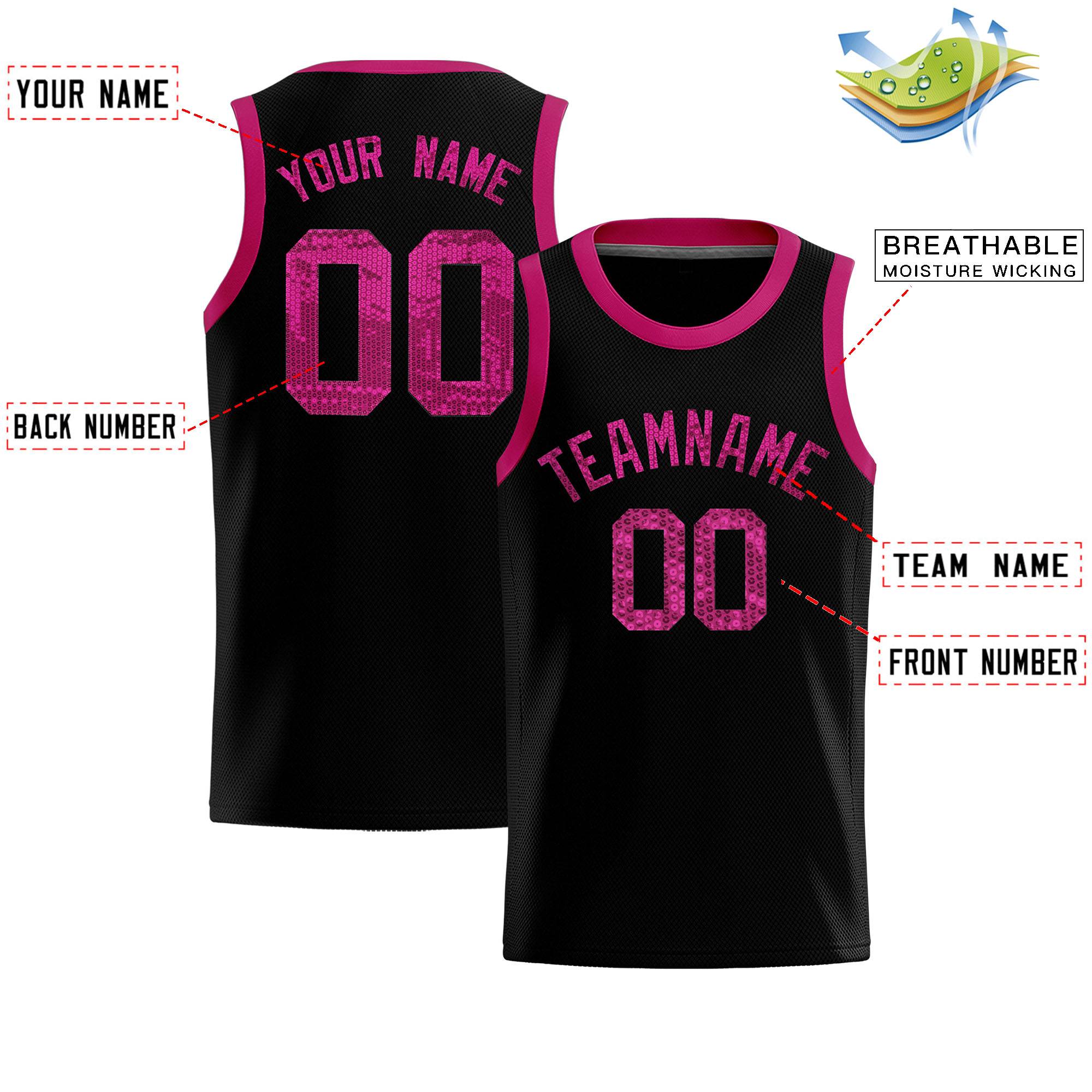 Custom Black Sequined Tops Athletic Basketball Jersey|KXKSHOP