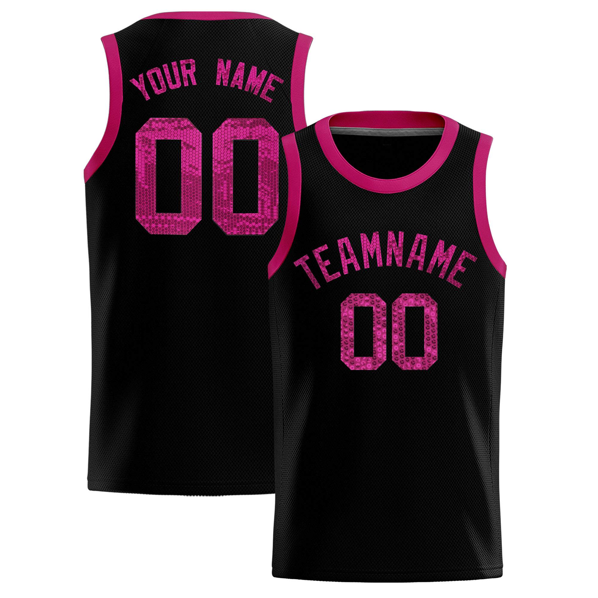 Custom Black Sequined Tops Athletic Basketball Jersey|KXKSHOP