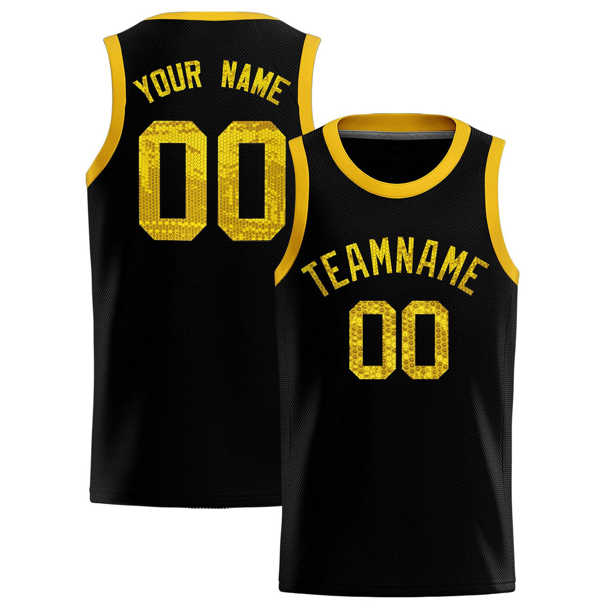 Custom Black Sequined Tops Athletic Basketball Jersey|KXKSHOP