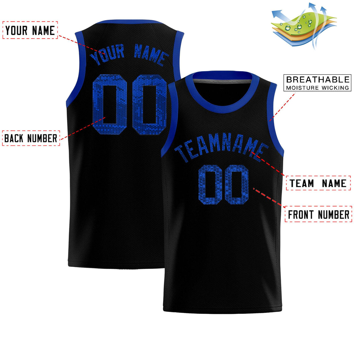 Custom Black Sequined Tops Athletic Basketball Jersey|KXKSHOP