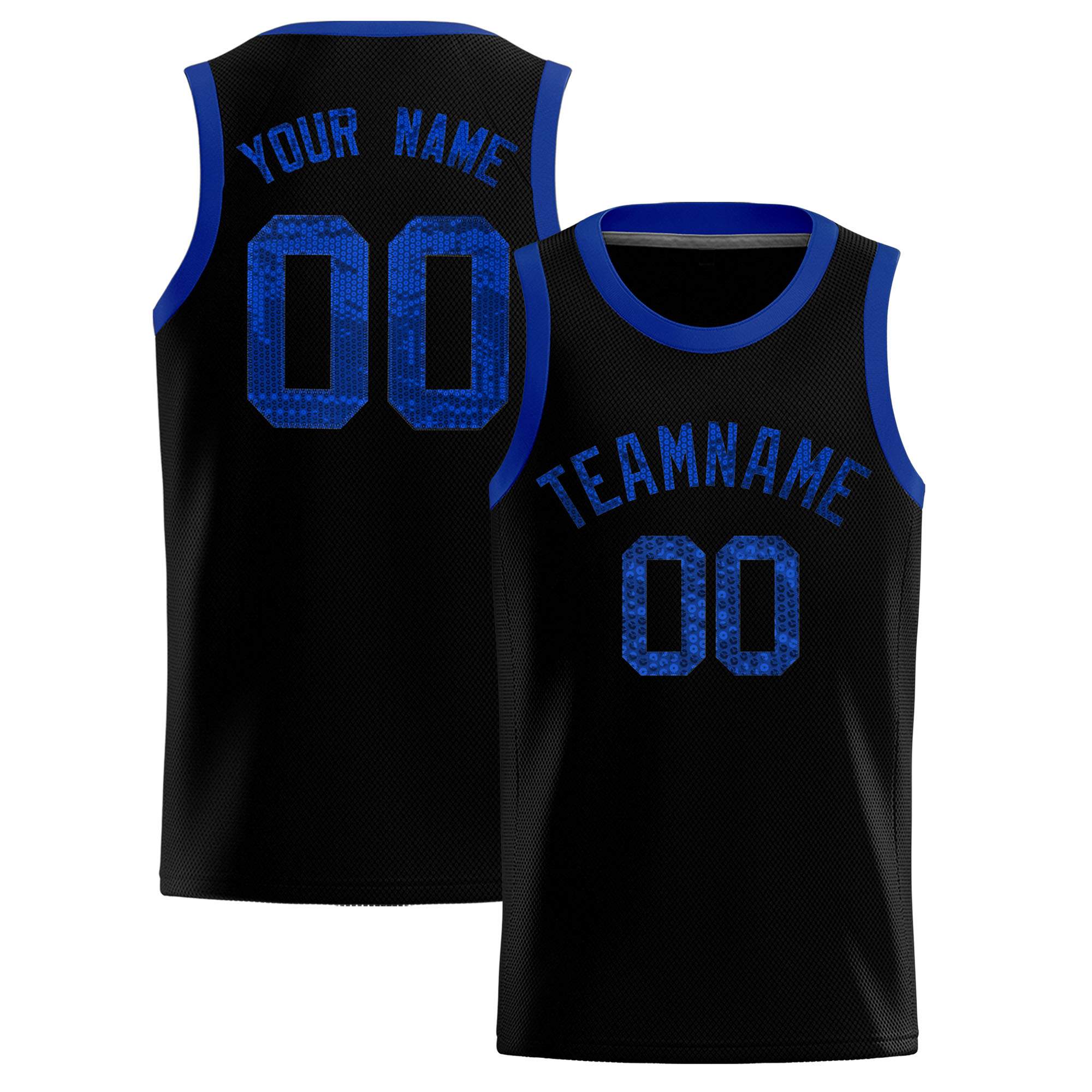 Custom Black Sequined Tops Athletic Basketball Jersey|KXKSHOP