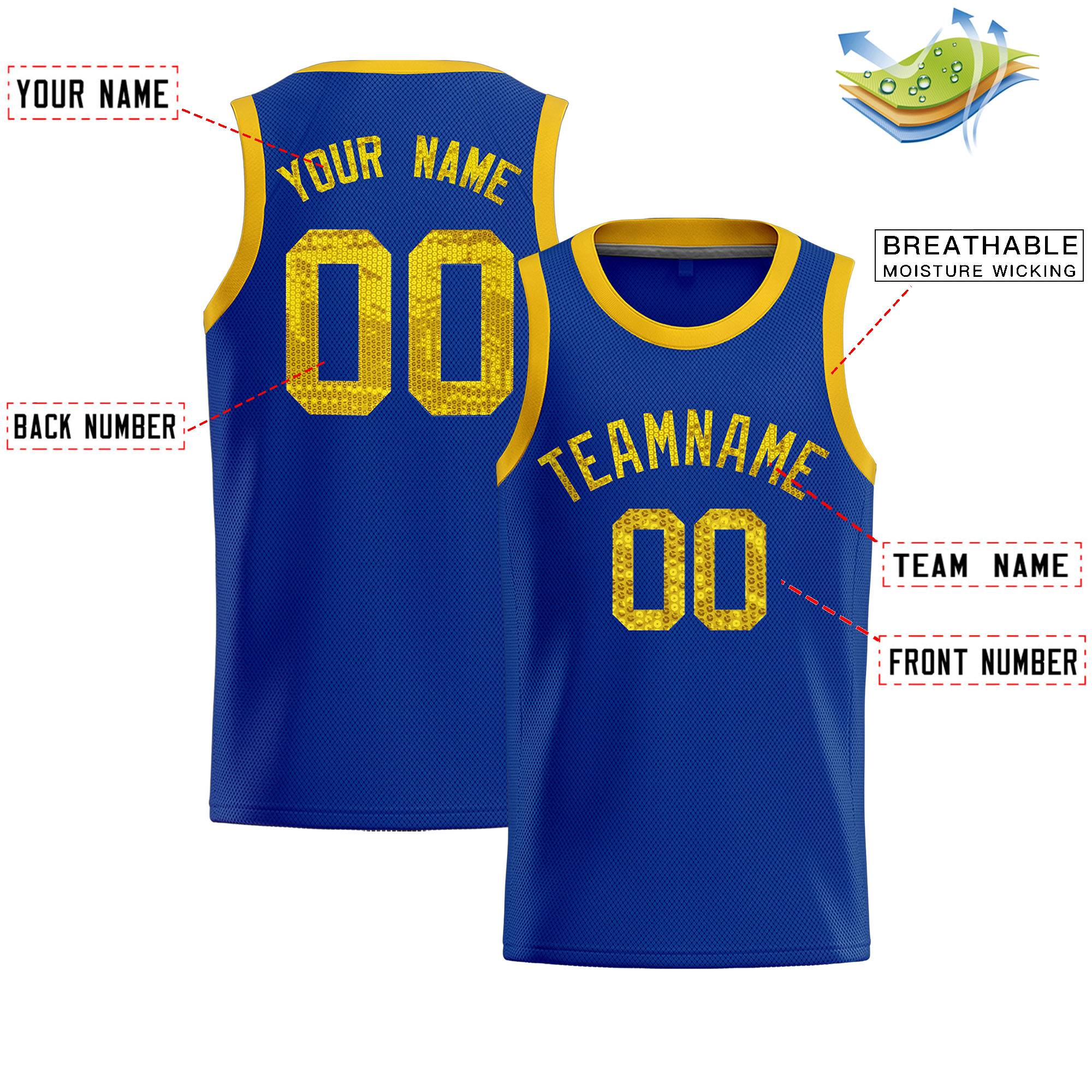 Custom Royal Sequined Tops Athletic Basketball Jersey|KXKSHOP