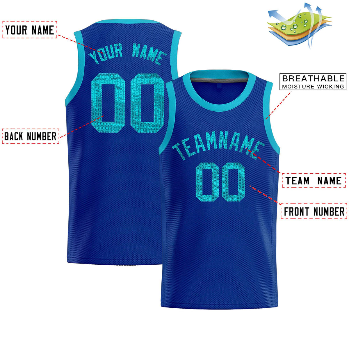 Custom Royal Sequined Tops Athletic Basketball Jersey|KXKSHOP