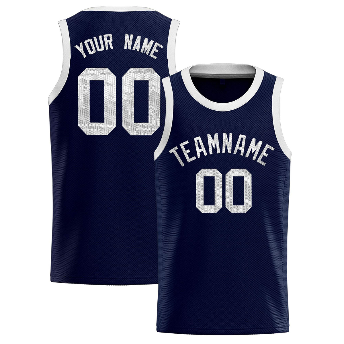 Custom Navy Sequined Tops Athletic Basketball Jersey|KXKSHOP