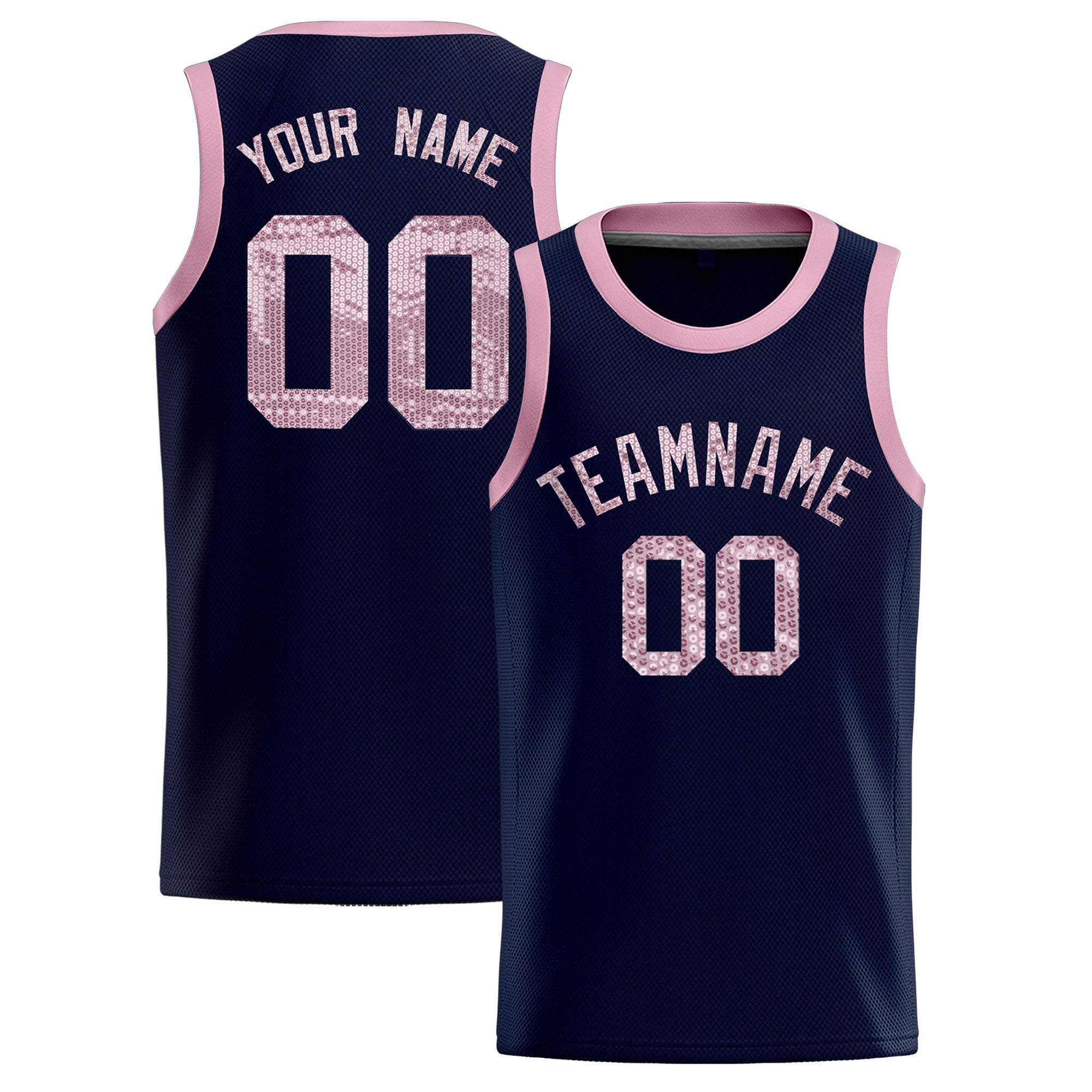 Custom Navy Sequined Tops Athletic Basketball Jersey|KXKSHOP