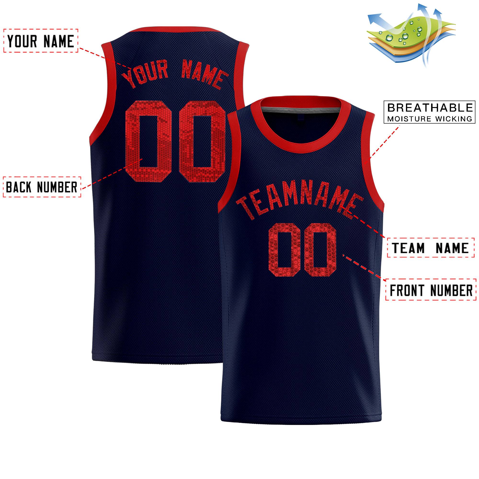 Custom Navy Sequined Tops Athletic Basketball Jersey|KXKSHOP