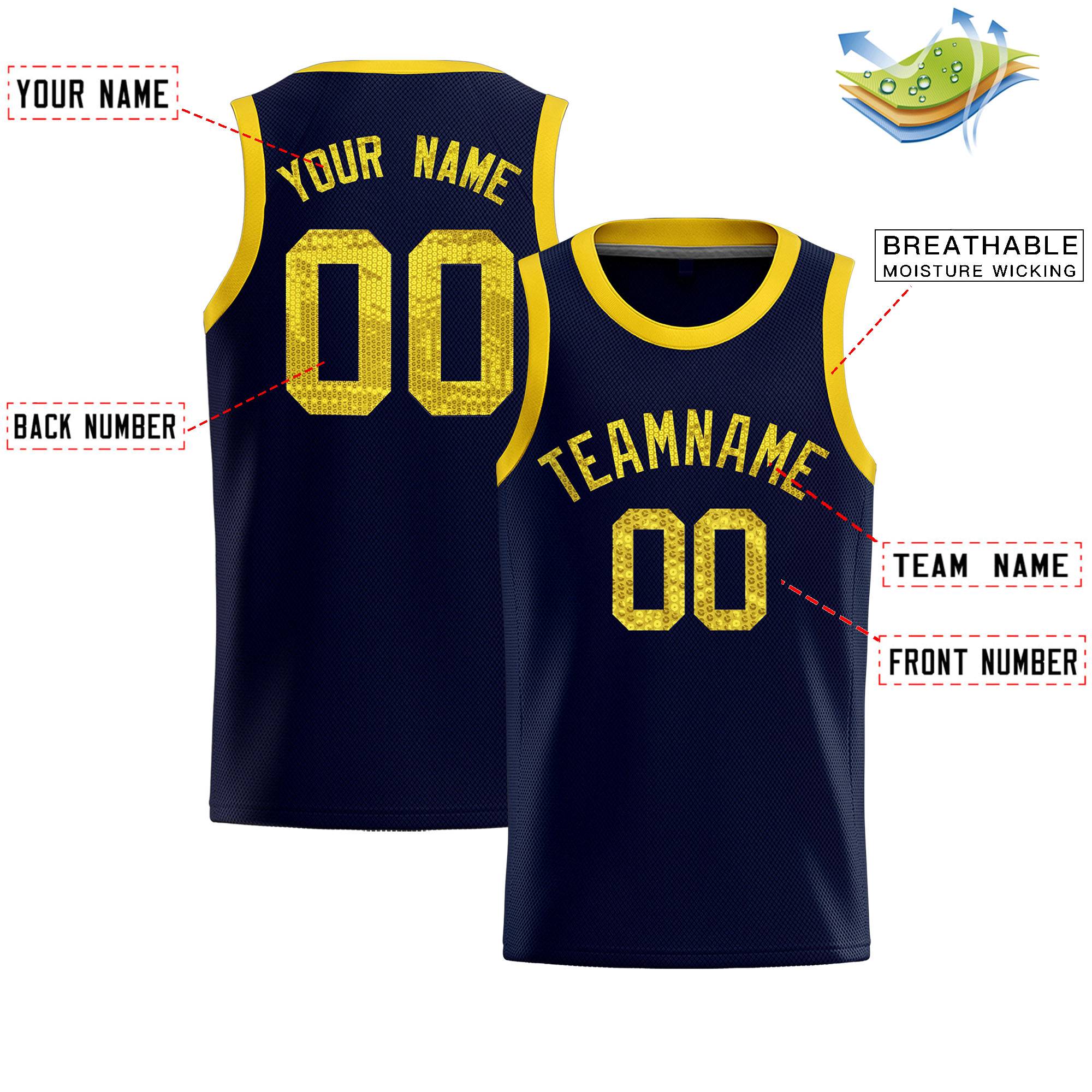 Custom Navy Sequined Tops Athletic Basketball Jersey|KXKSHOP