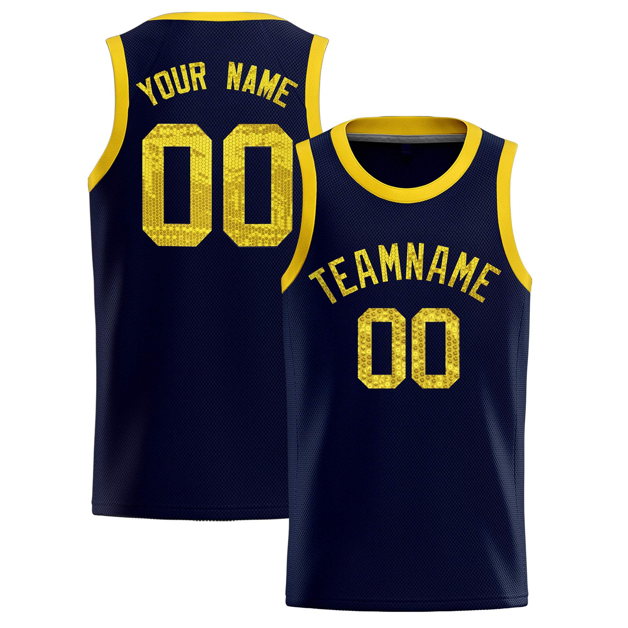 Custom Navy Sequined Tops Athletic Basketball Jersey|KXKSHOP