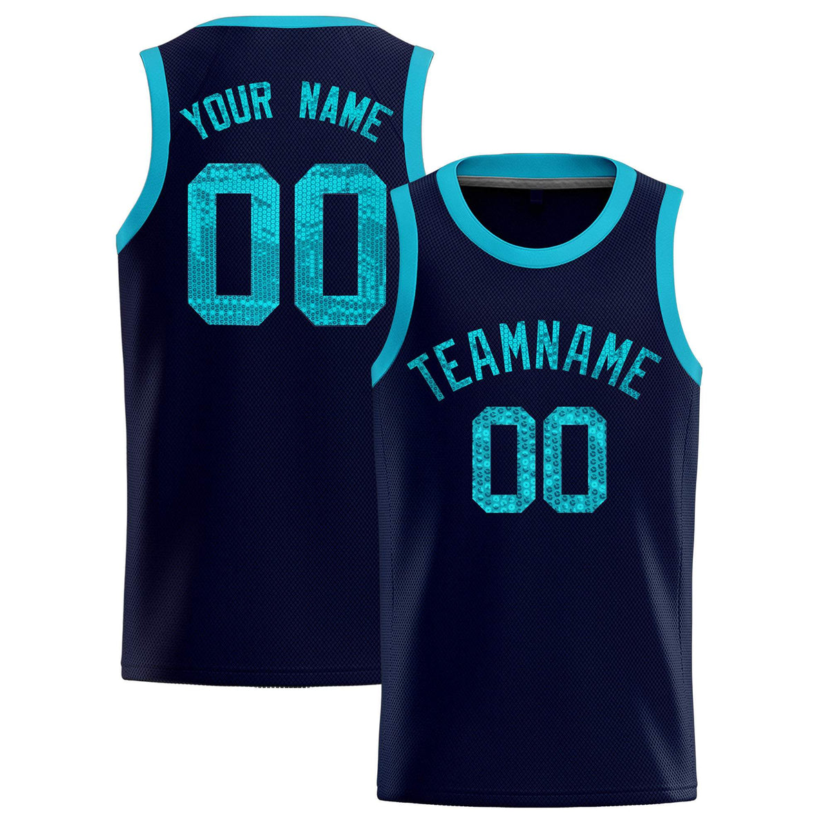 Custom Navy Sequined Tops Athletic Basketball Jersey|KXKSHOP