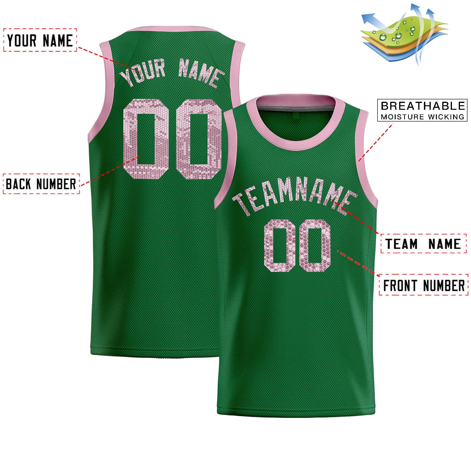 Custom Kelly Green Sequined Tops Athletic Basketball Jersey|KXKSHOP