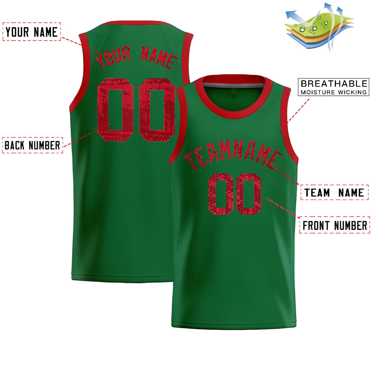 Custom Kelly Green Sequined Tops Athletic Basketball Jersey|KXKSHOP