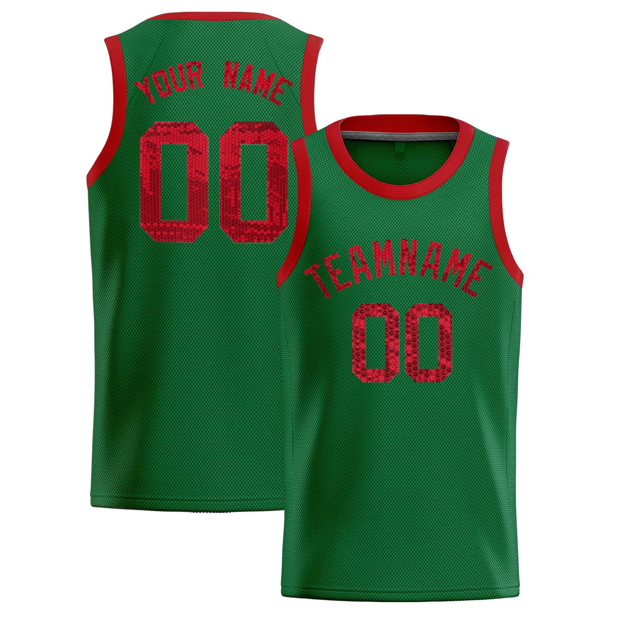 Custom Kelly Green Sequined Tops Athletic Basketball Jersey|KXKSHOP