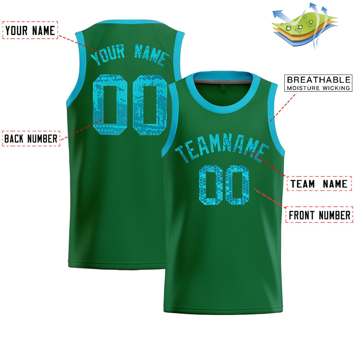 Custom Kelly Green Sequined Tops Athletic Basketball Jersey|KXKSHOP