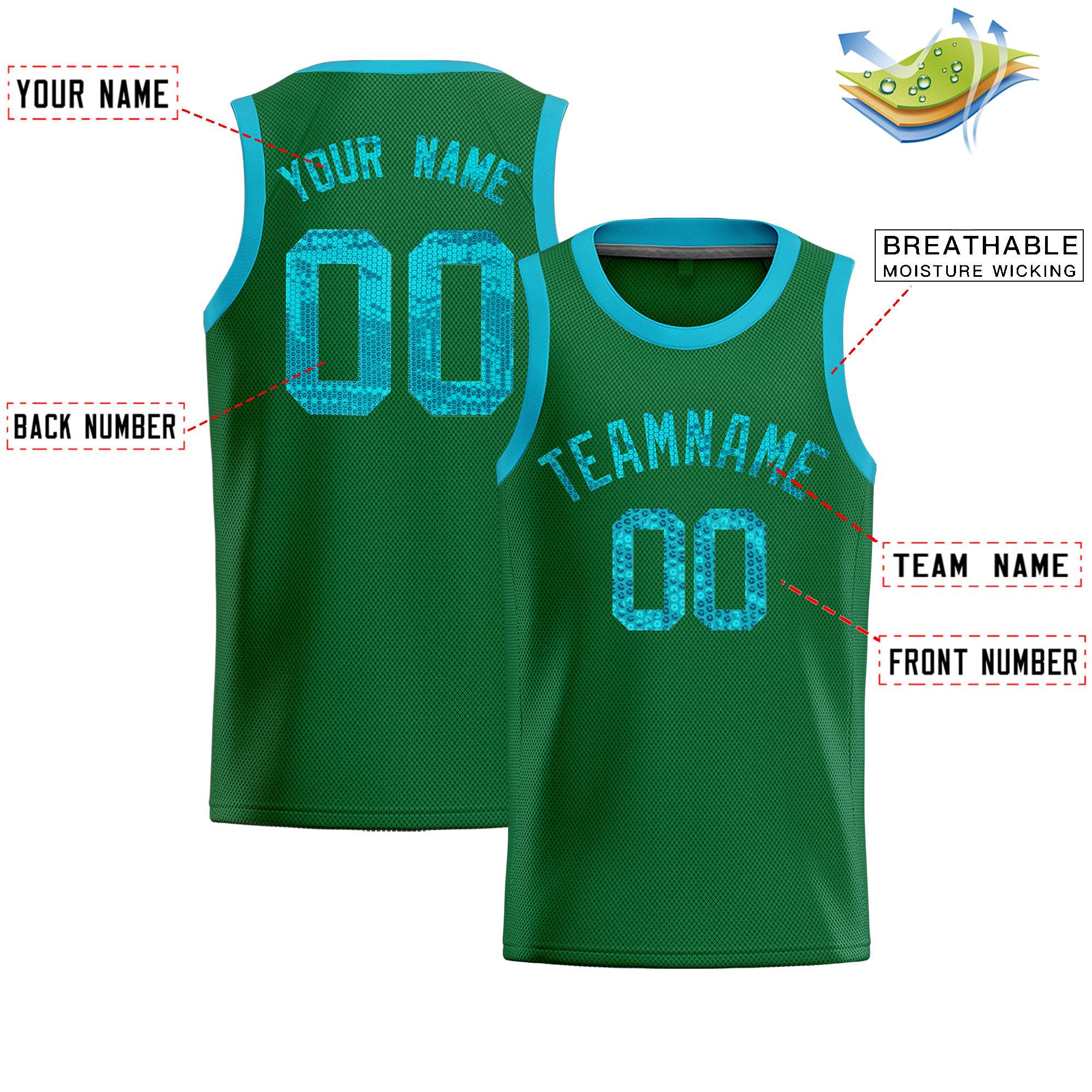 Custom Kelly Green Sequined Tops Athletic Basketball Jersey|KXKSHOP