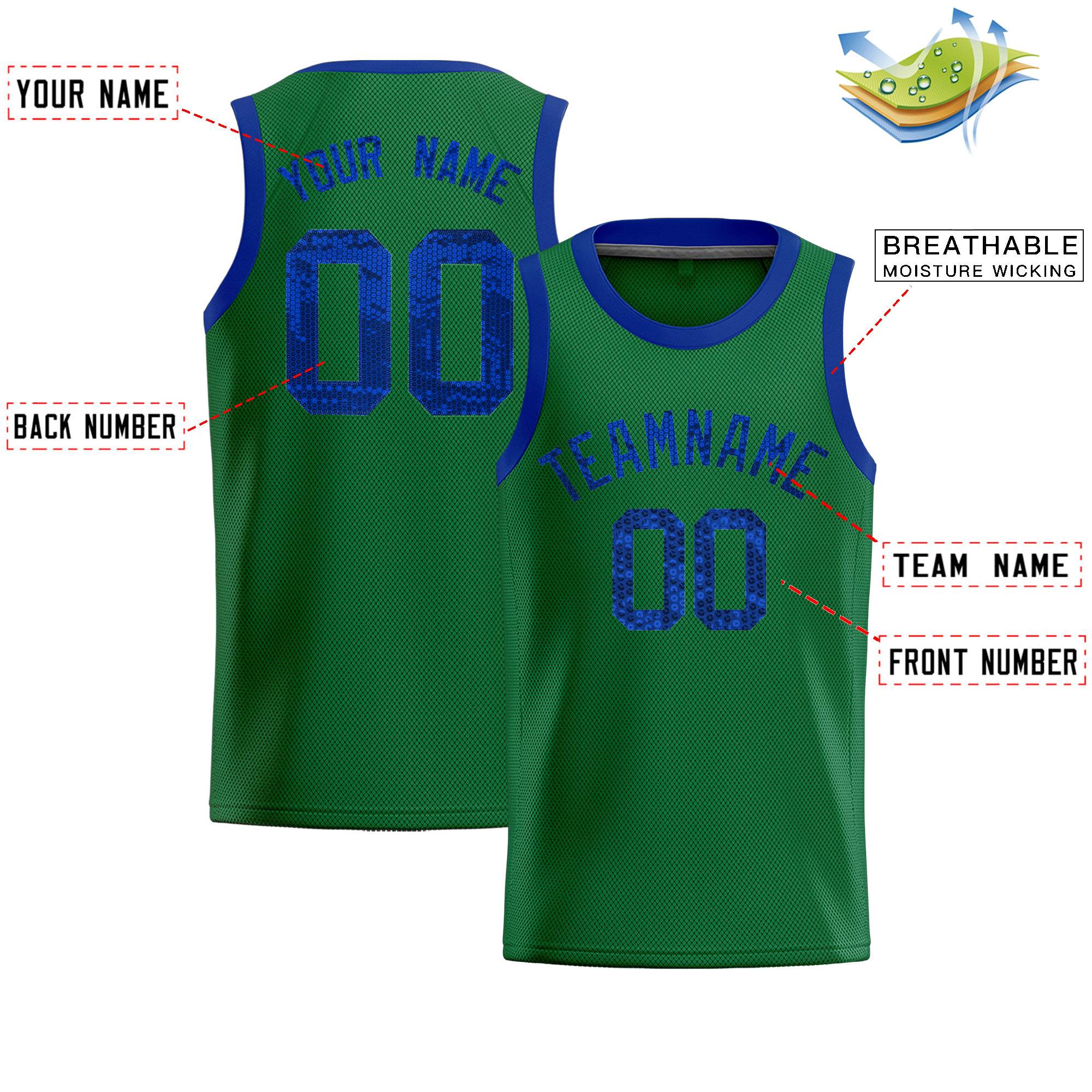 Custom Kelly Green Sequined Tops Athletic Basketball Jersey|KXKSHOP