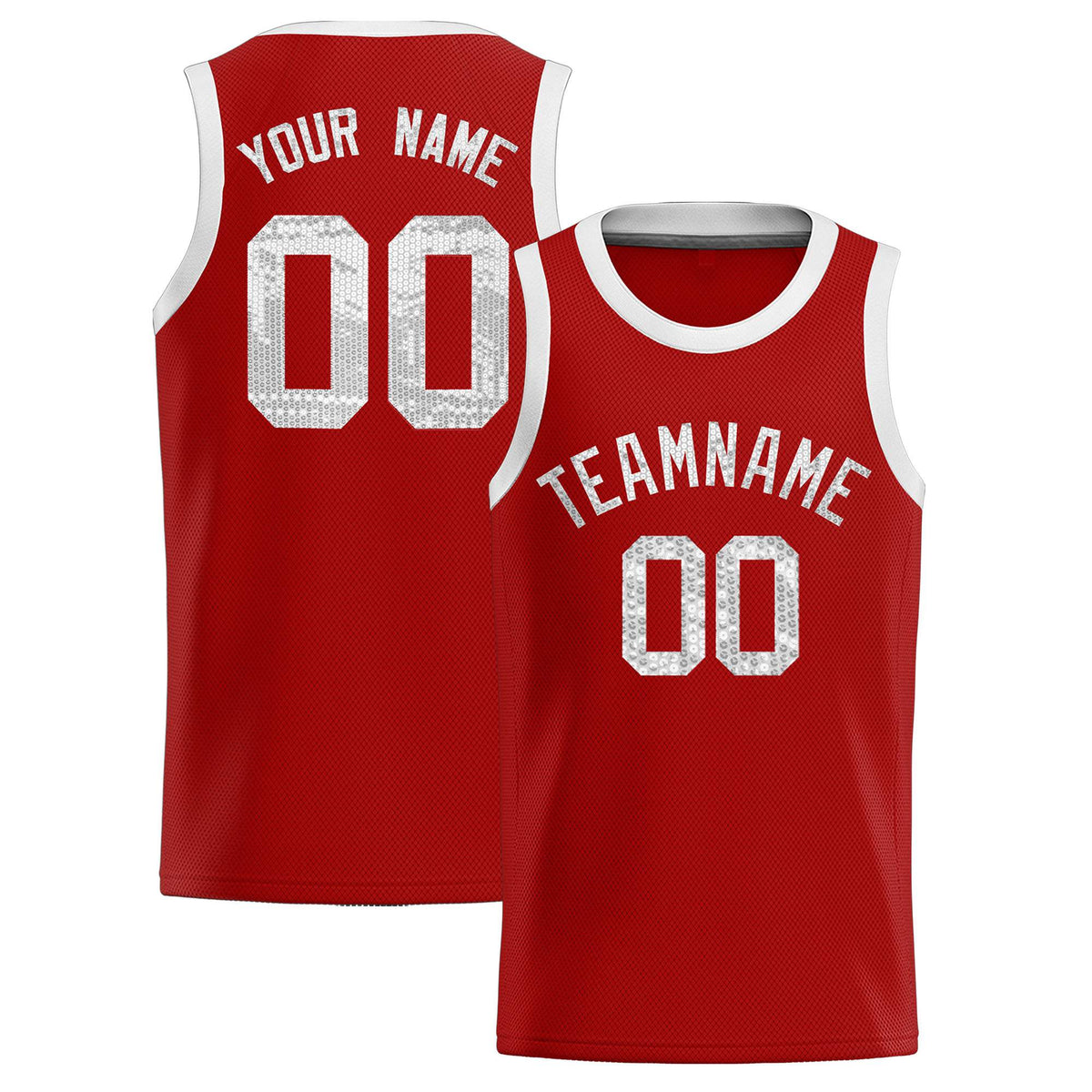 Custom Red Sequined Tops Athletic Basketball Jersey|KXKSHOP
