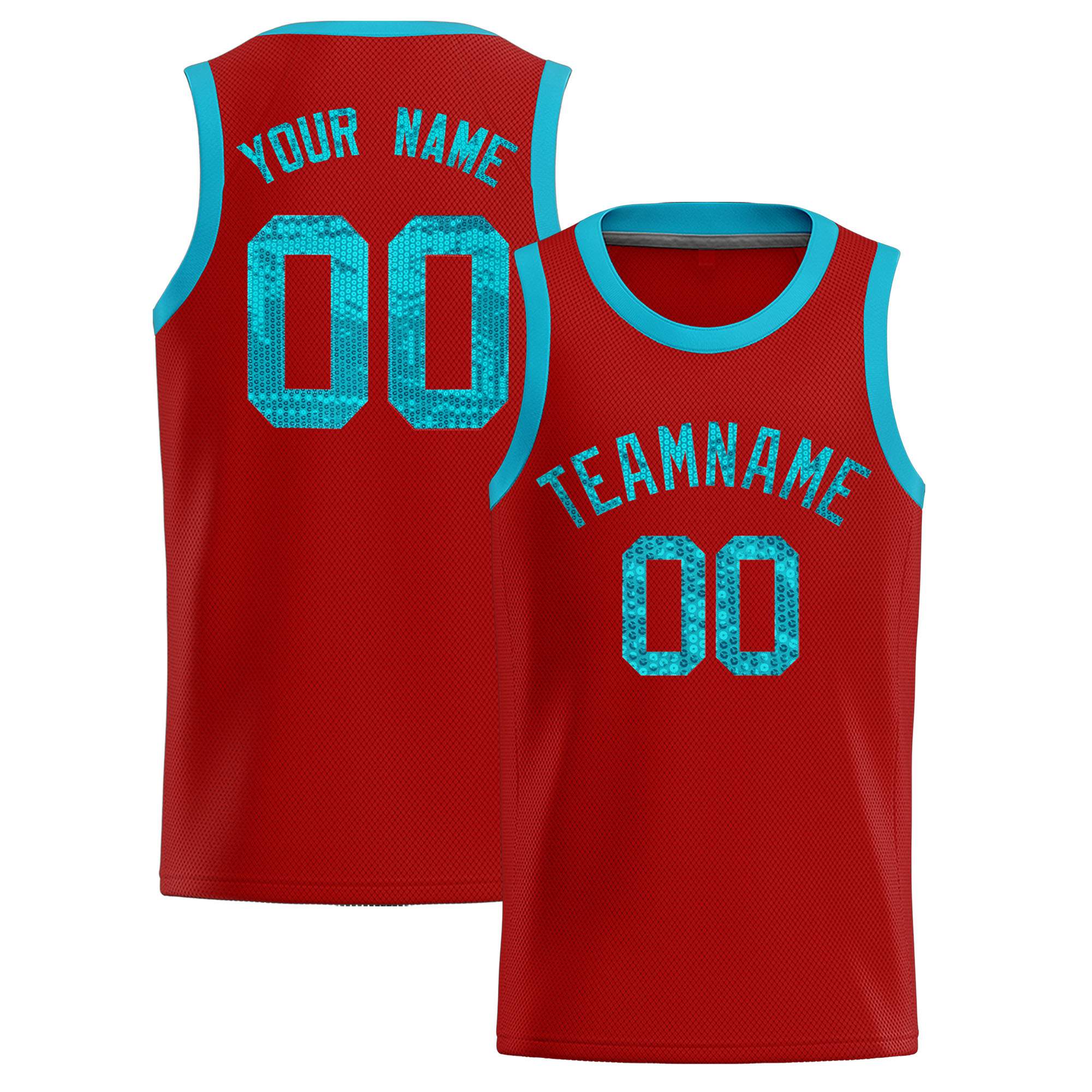 Custom Red Sequined Tops Athletic Basketball Jersey|KXKSHOP
