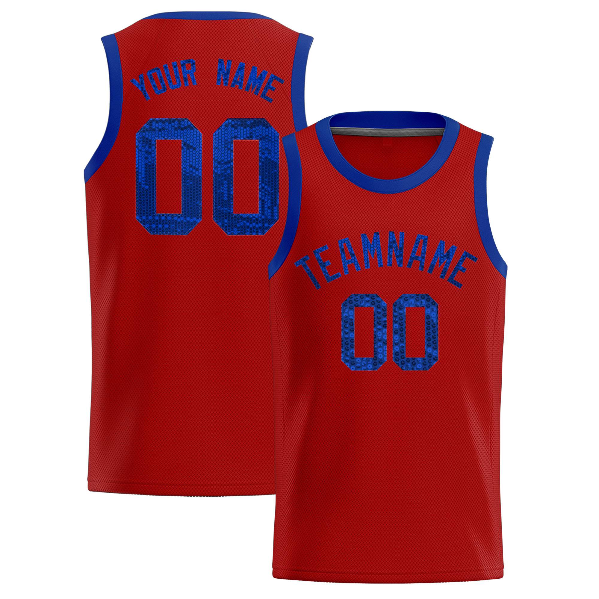 Custom Red Sequined Tops Athletic Basketball Jersey|KXKSHOP
