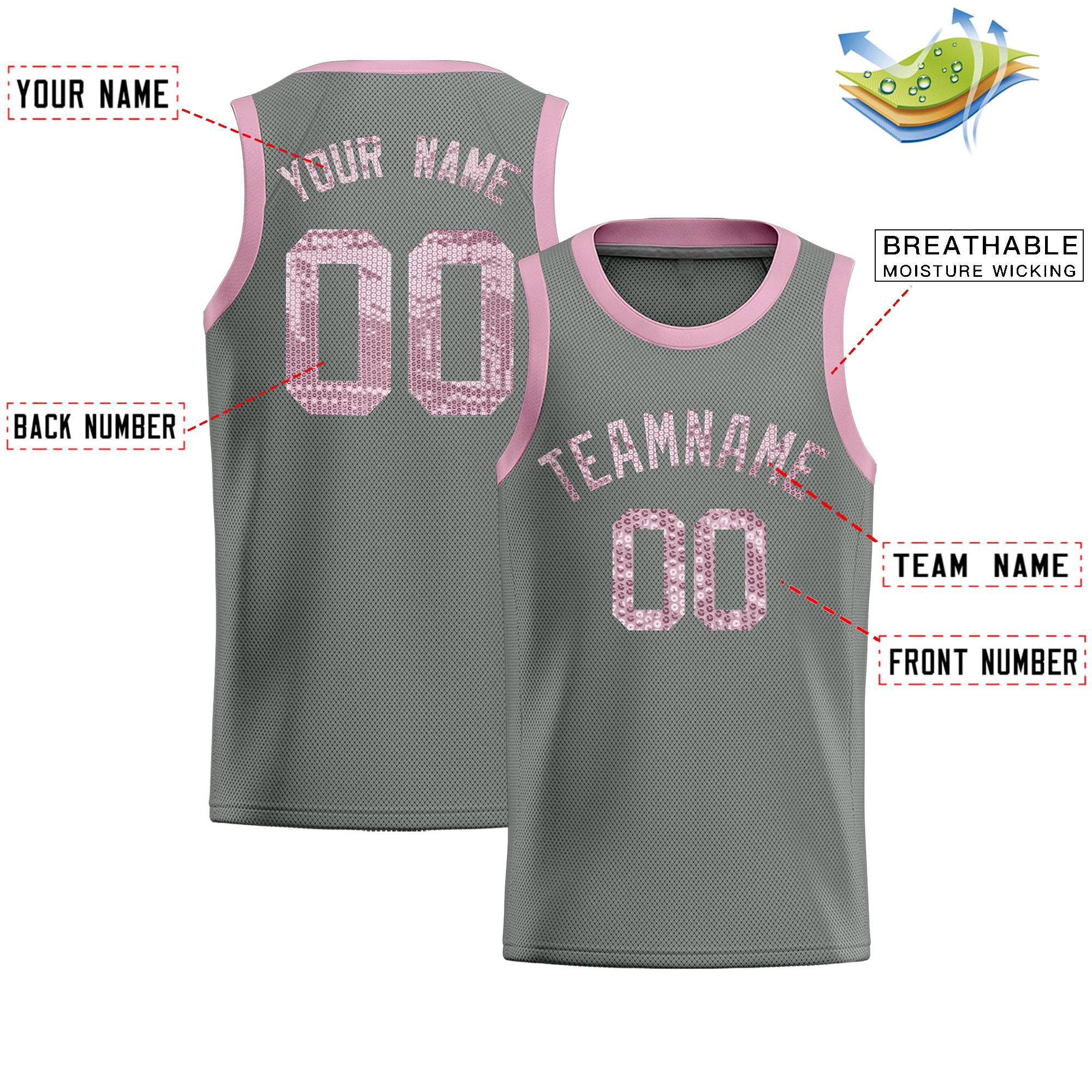 Custom Gray Sequined Tops Athletic Basketball Jersey|KXKSHOP