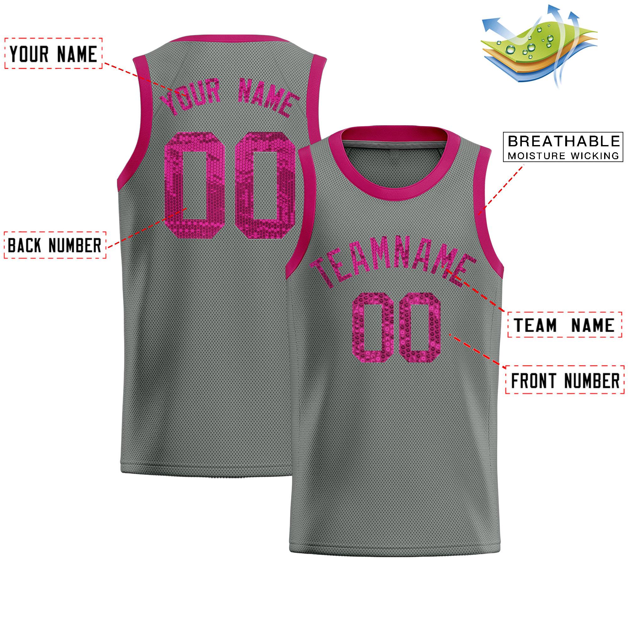 Custom Gray Sequined Tops Athletic Basketball Jersey|KXKSHOP