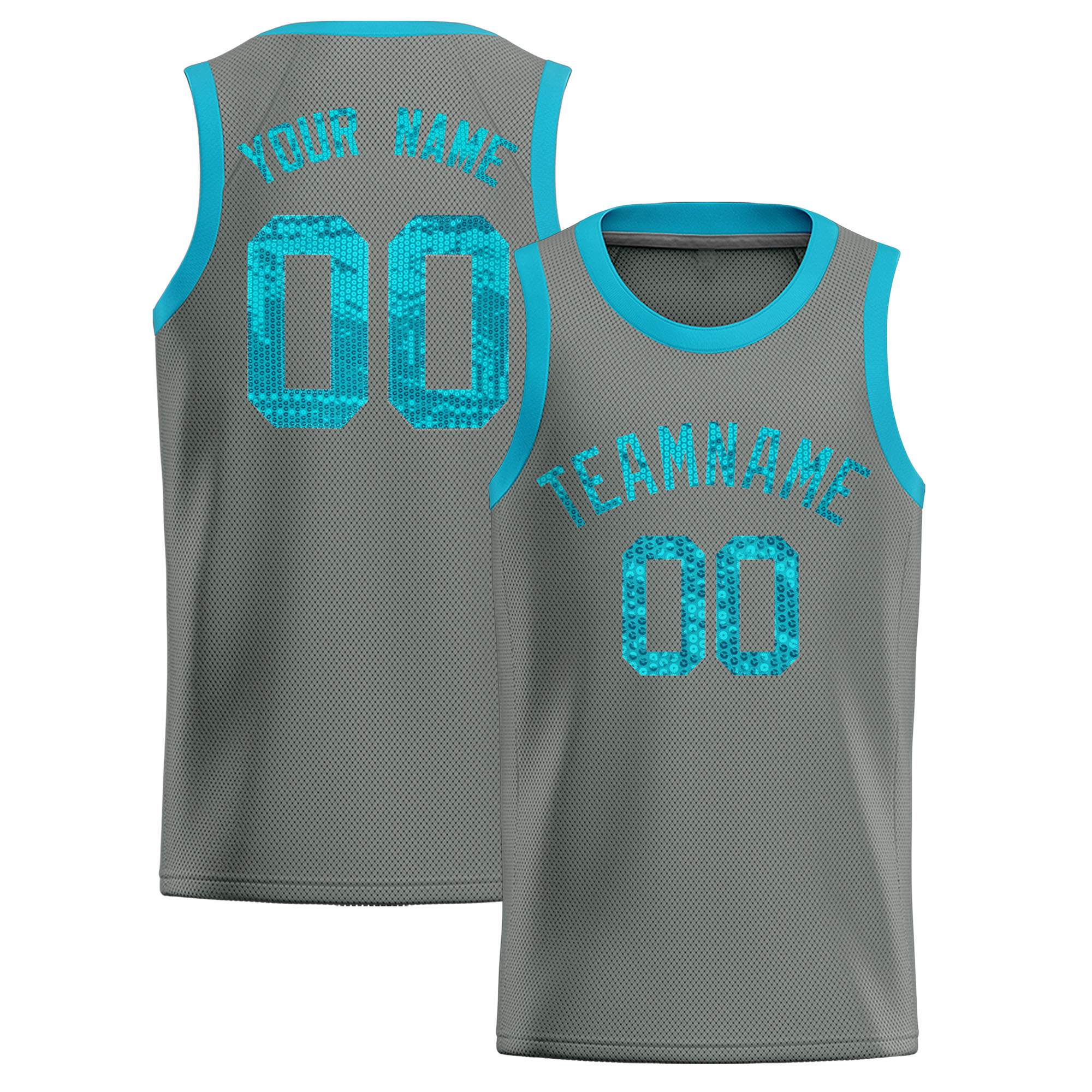 Custom Gray Sequined Tops Athletic Basketball Jersey|KXKSHOP