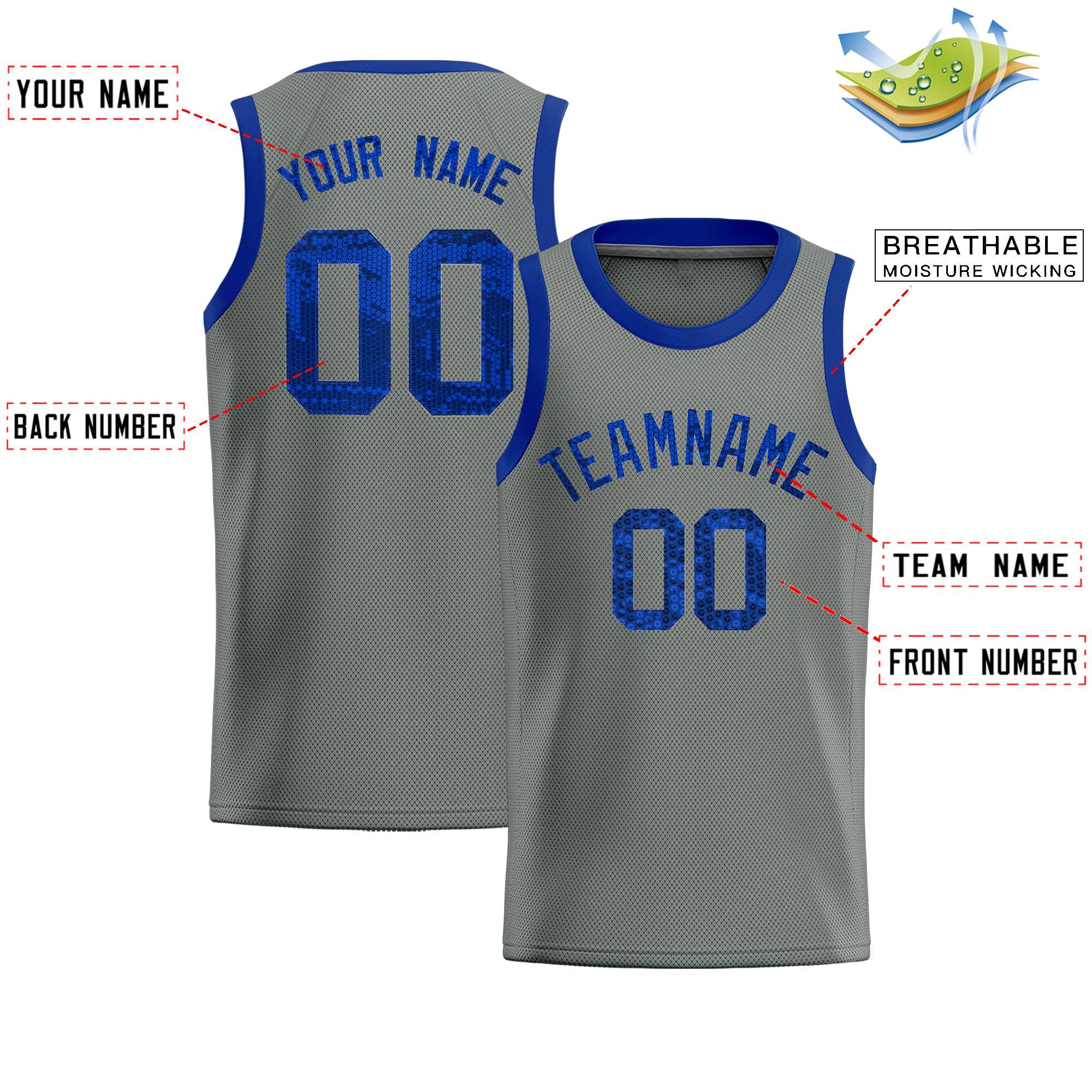 Custom Gray Sequined Tops Athletic Basketball Jersey|KXKSHOP