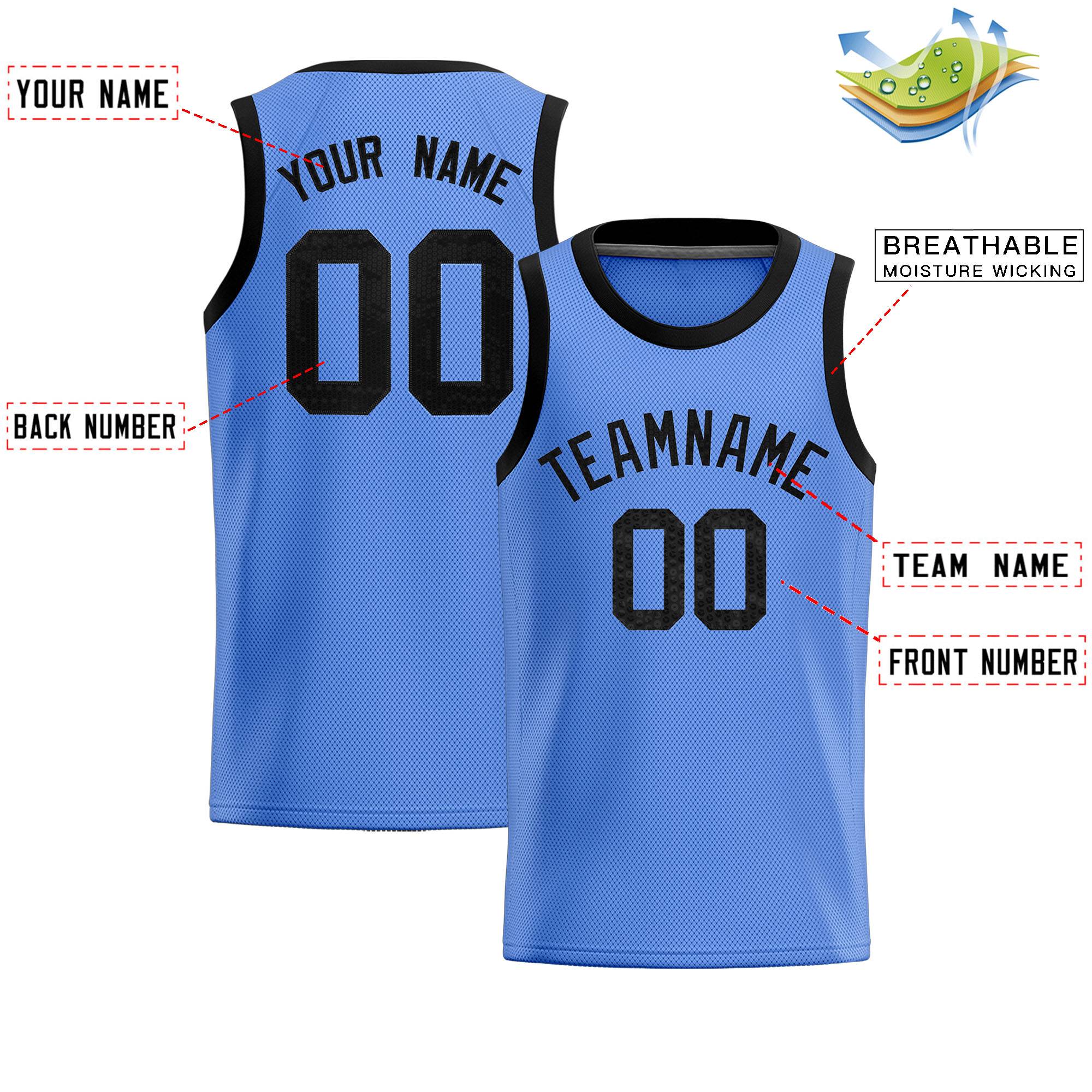 Custom Light Blue Sequined Tops Athletic Basketball Jersey|KXKSHOP