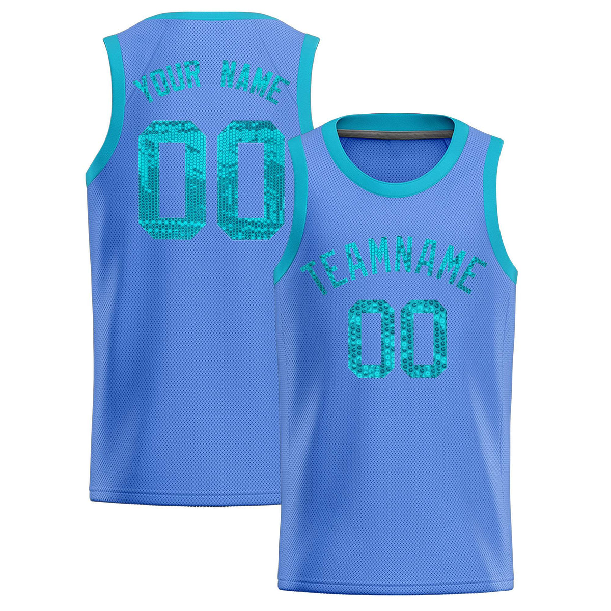 Custom Light Blue Sequined Tops Athletic Basketball Jersey|KXKSHOP