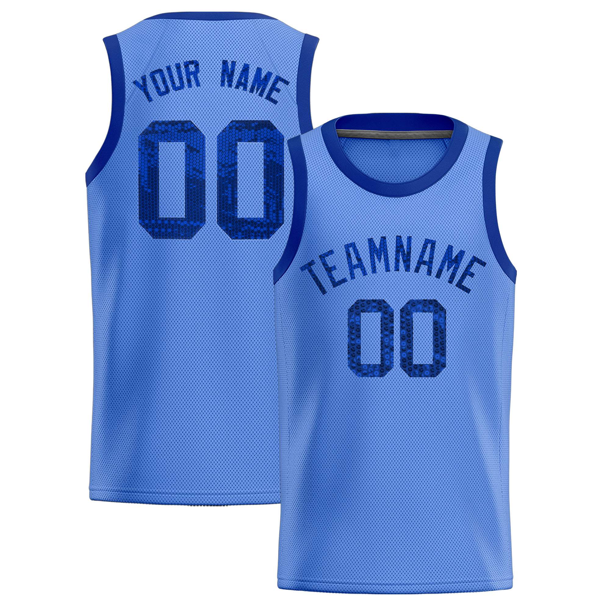 Custom Light Blue Sequined Tops Athletic Basketball Jersey|KXKSHOP
