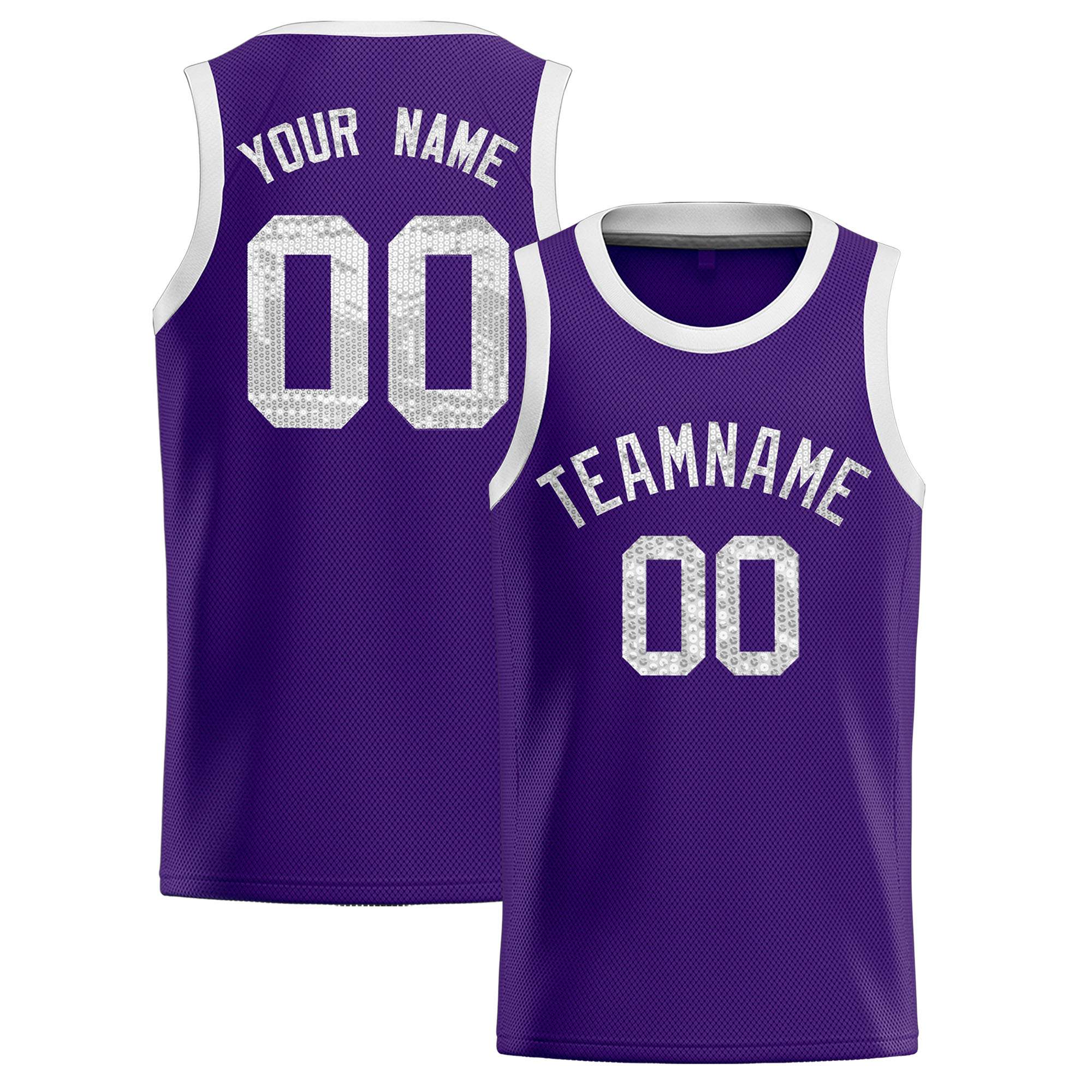 Custom Purple Sequined Tops Athletic Basketball Jersey|KXKSHOP