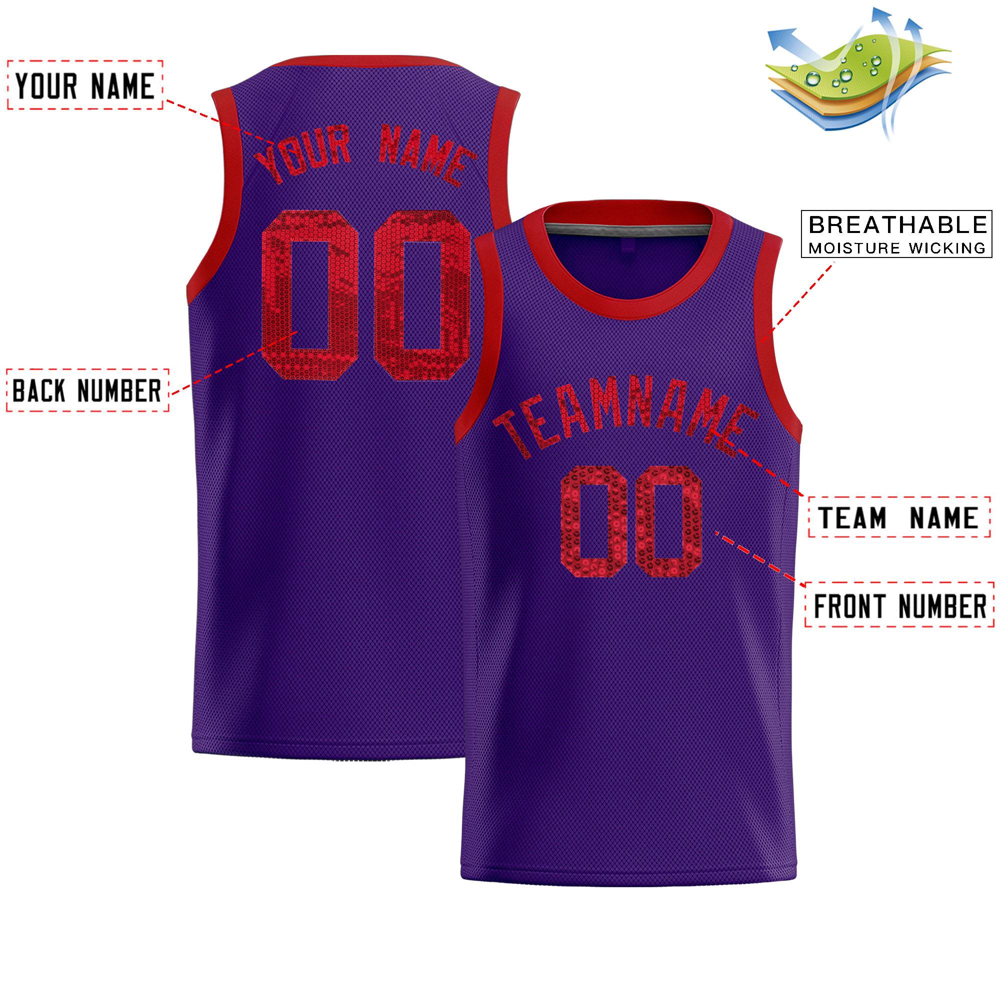 Custom Purple Sequined Tops Athletic Basketball Jersey|KXKSHOP