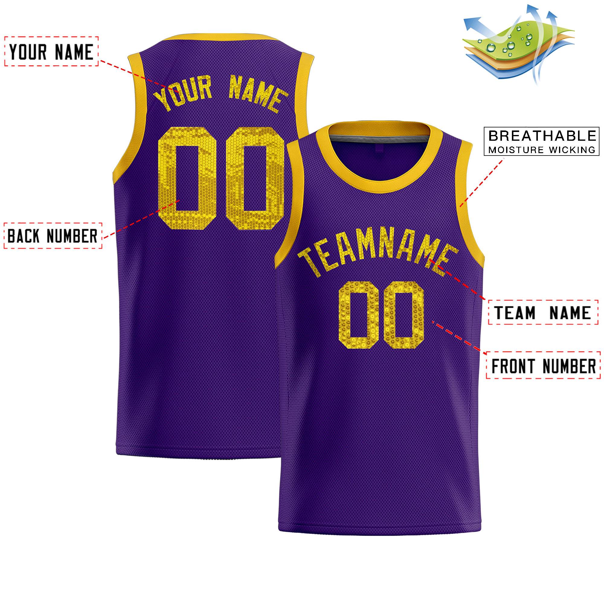 Custom Purple Sequined Tops Athletic Basketball Jersey|KXKSHOP