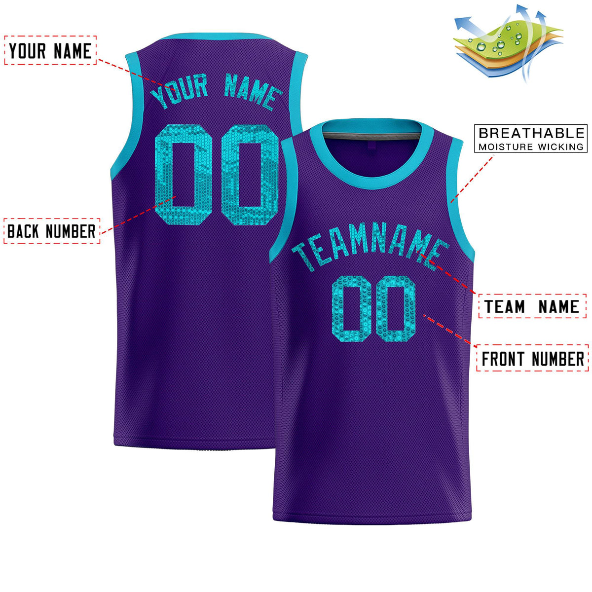 Custom Purple Sequined Tops Athletic Basketball Jersey|KXKSHOP