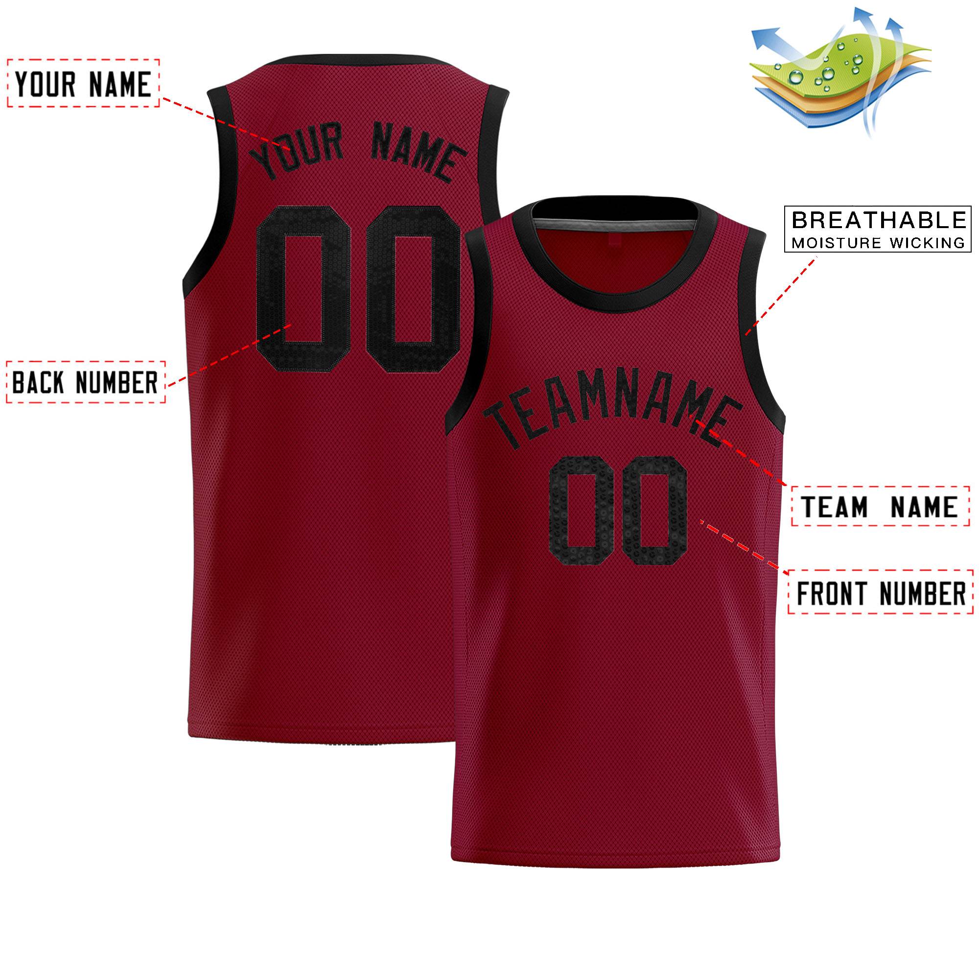 Custom Crimson Sequined Tops Athletic Basketball Jersey|KXKSHOP