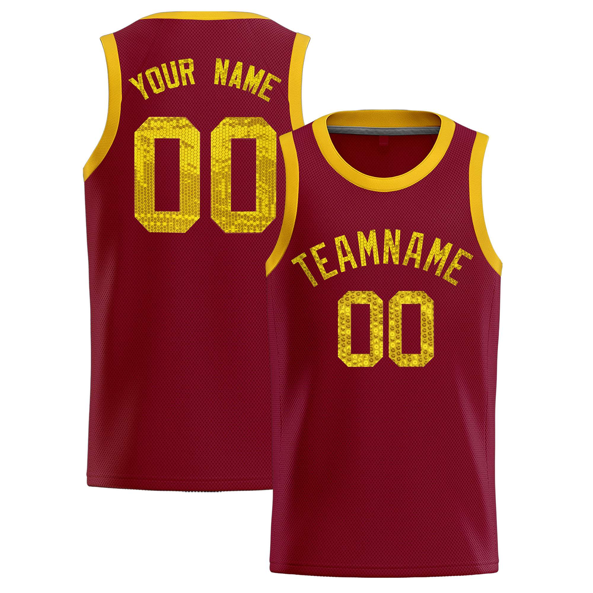 Custom Crimson Sequined Tops Athletic Basketball Jersey|KXKSHOP