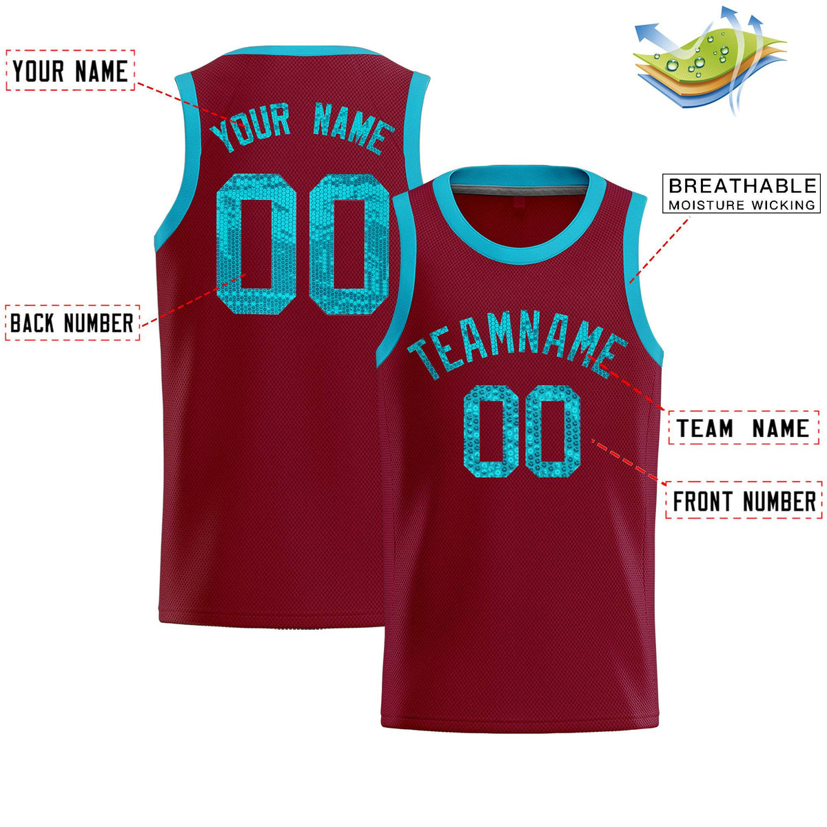 Custom Crimson Sequined Tops Athletic Basketball Jersey|KXKSHOP